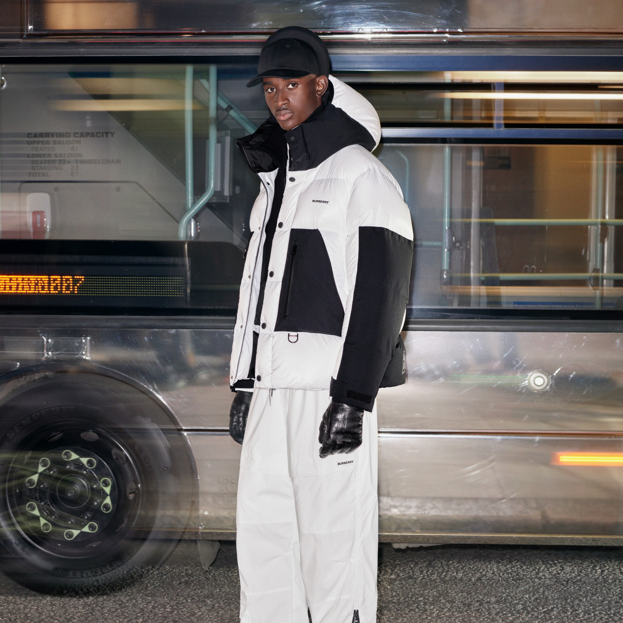 Logo Print Nylon Oversized Hooded Puffer Jacket in Optic White - Men | Burberry® Official - 2