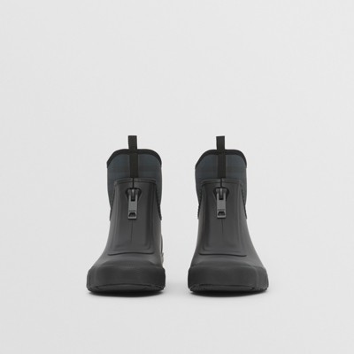 vintage check neoprene and rubber rain boots