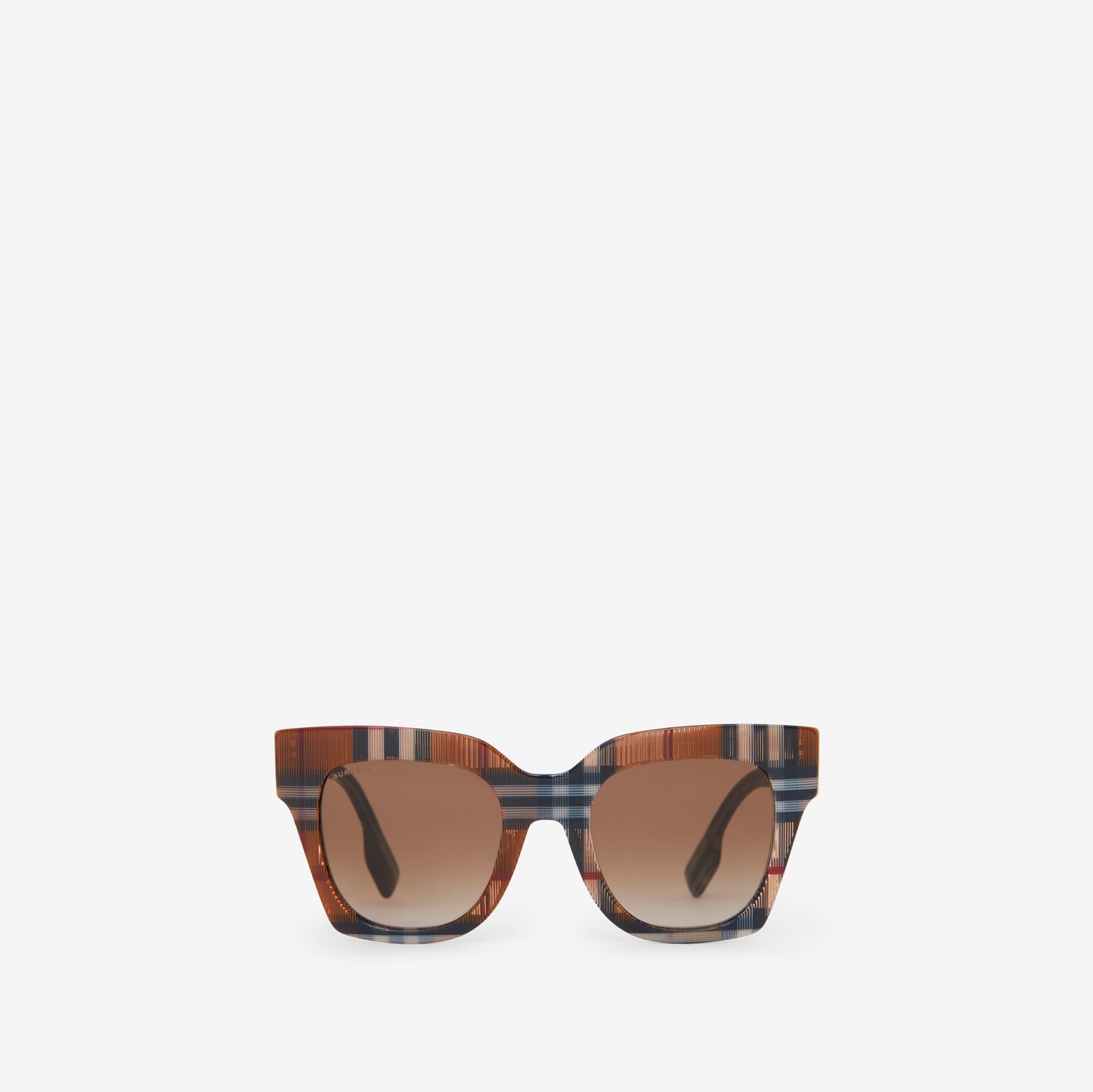 Eckige Sonnenbrille in Karo-Optik (Birkenbraun) - Damen | Burberry®