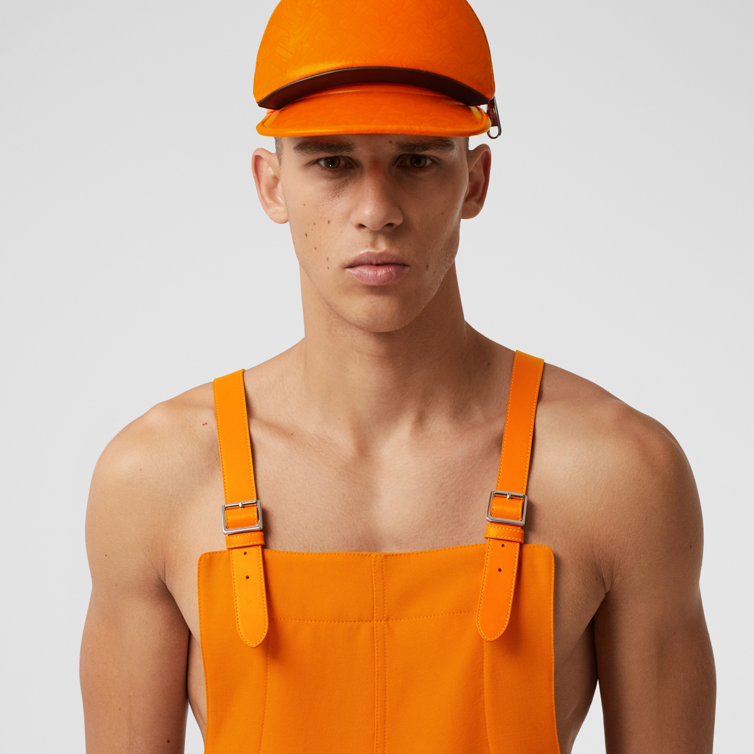 Wool and Modal Bib-front Trousers in Deep Orange - Men | Burberry United States