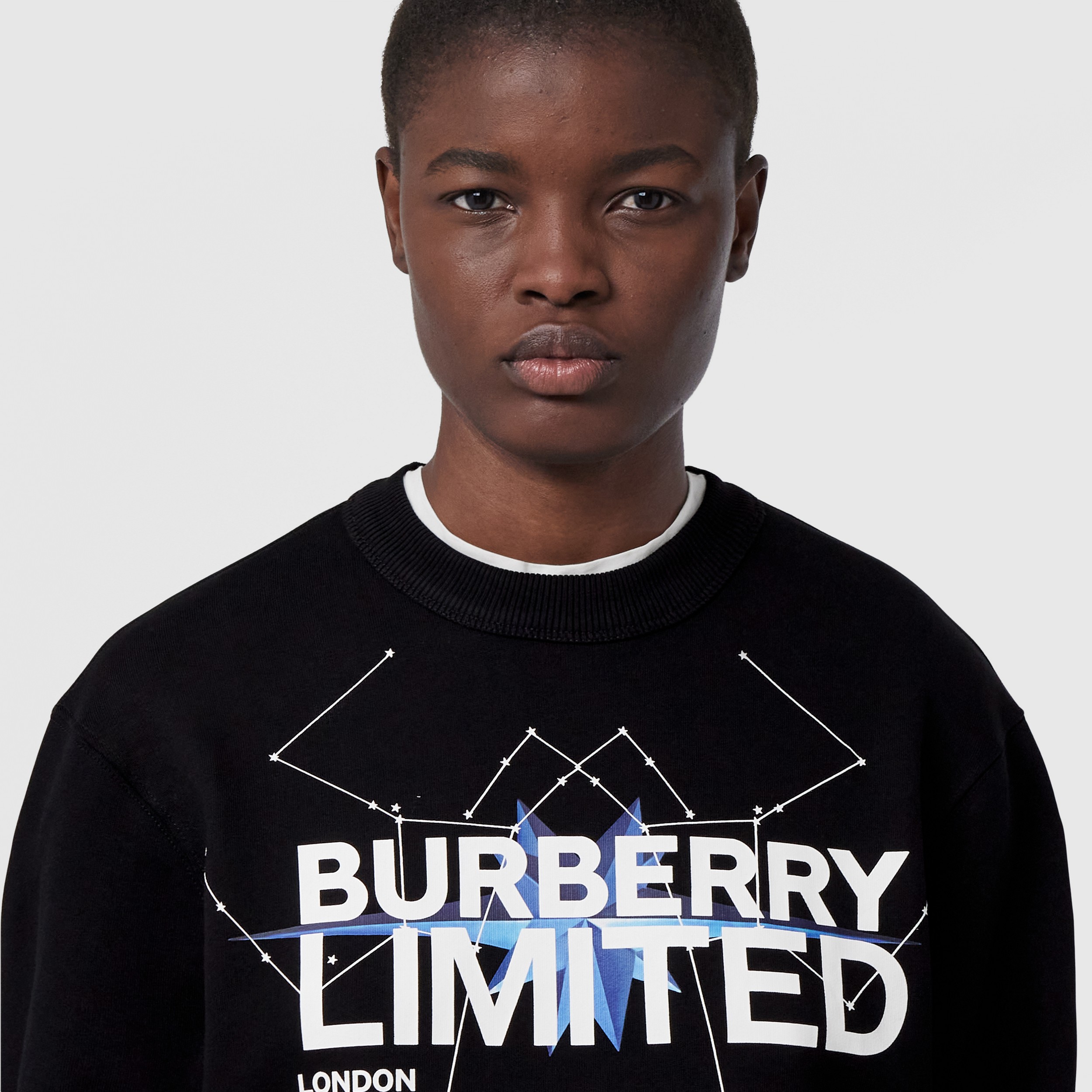 Constellations Print Cotton Sweatshirt in Black - Women | Burberry® Official - 2