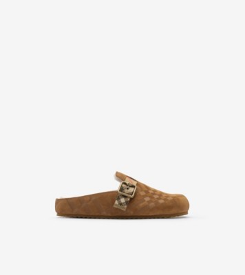 Check Shearling Urchin Clogs in Jute beige - Women | Burberry® Official