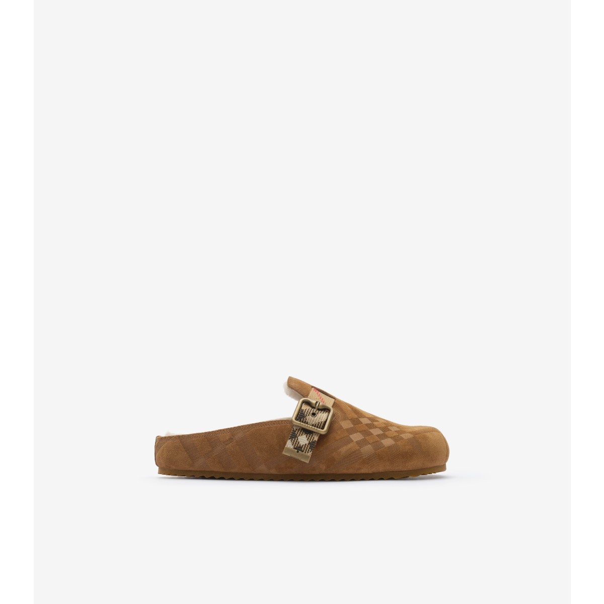  Check Shearling Urchin Clogs