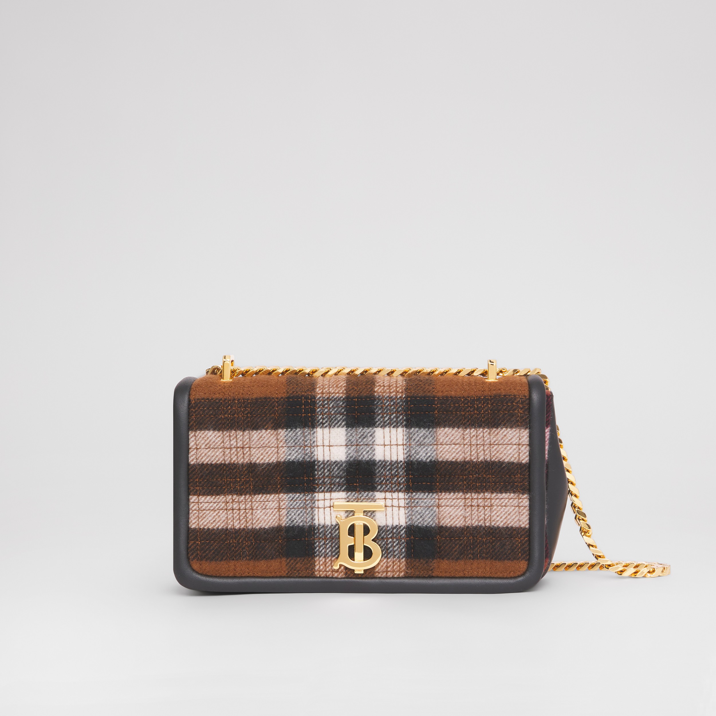 Small Quilted Check Cashmere Lola Bag in Black | Burberry® Official - 1