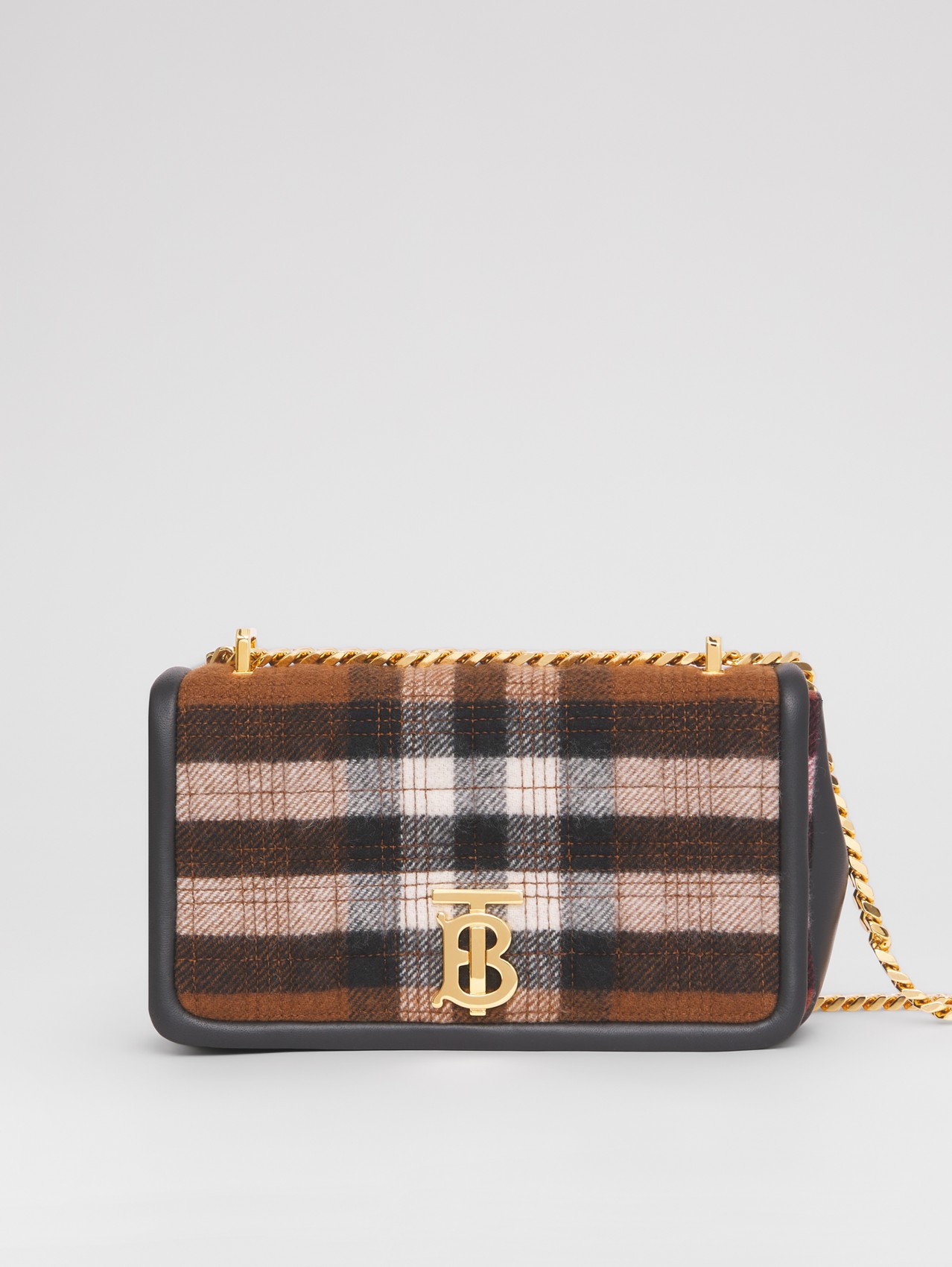 Small Quilted Check Cashmere Lola Bag in Black