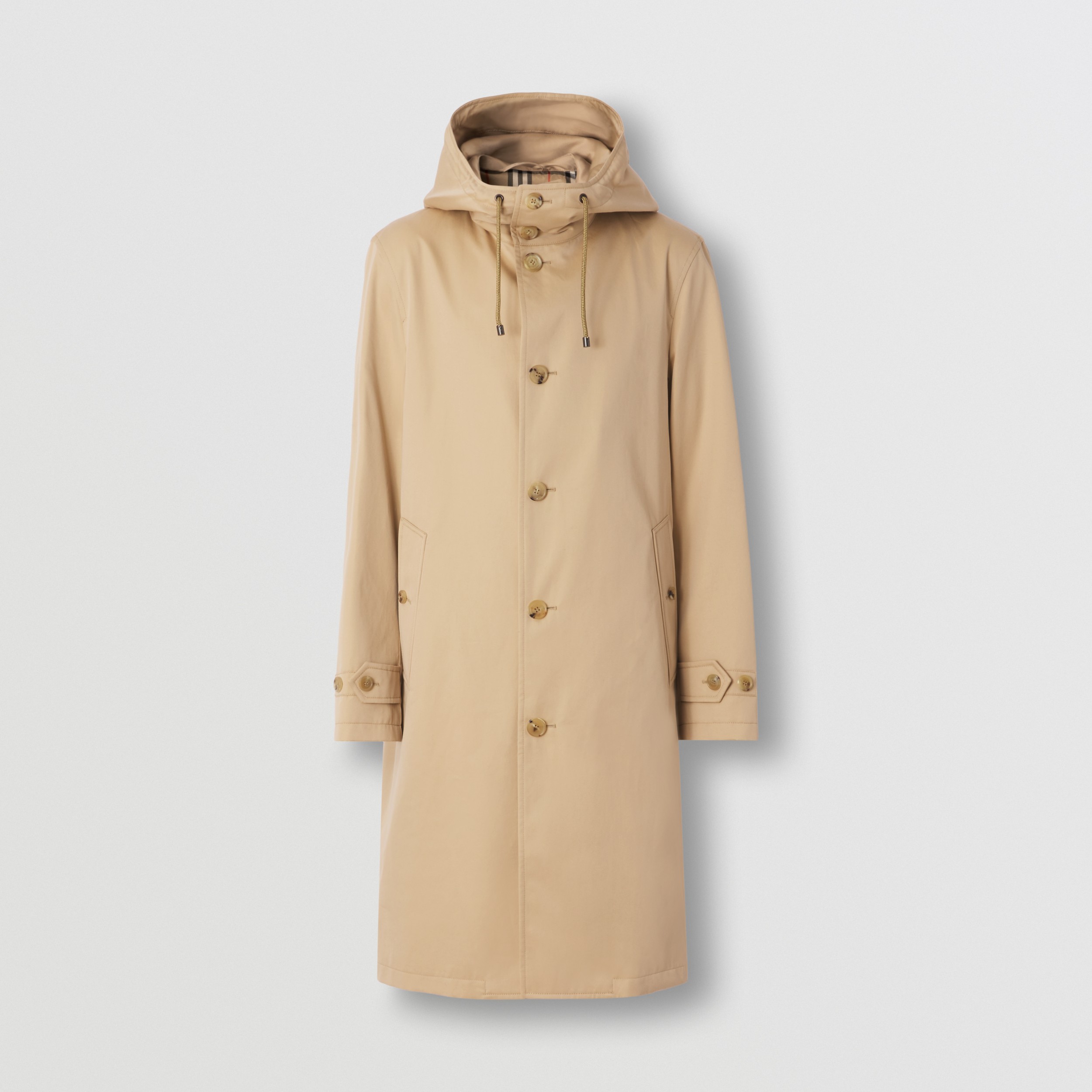 Cotton Gabardine Hooded Car Coat in Honey - Men | Burberry® Official - 4