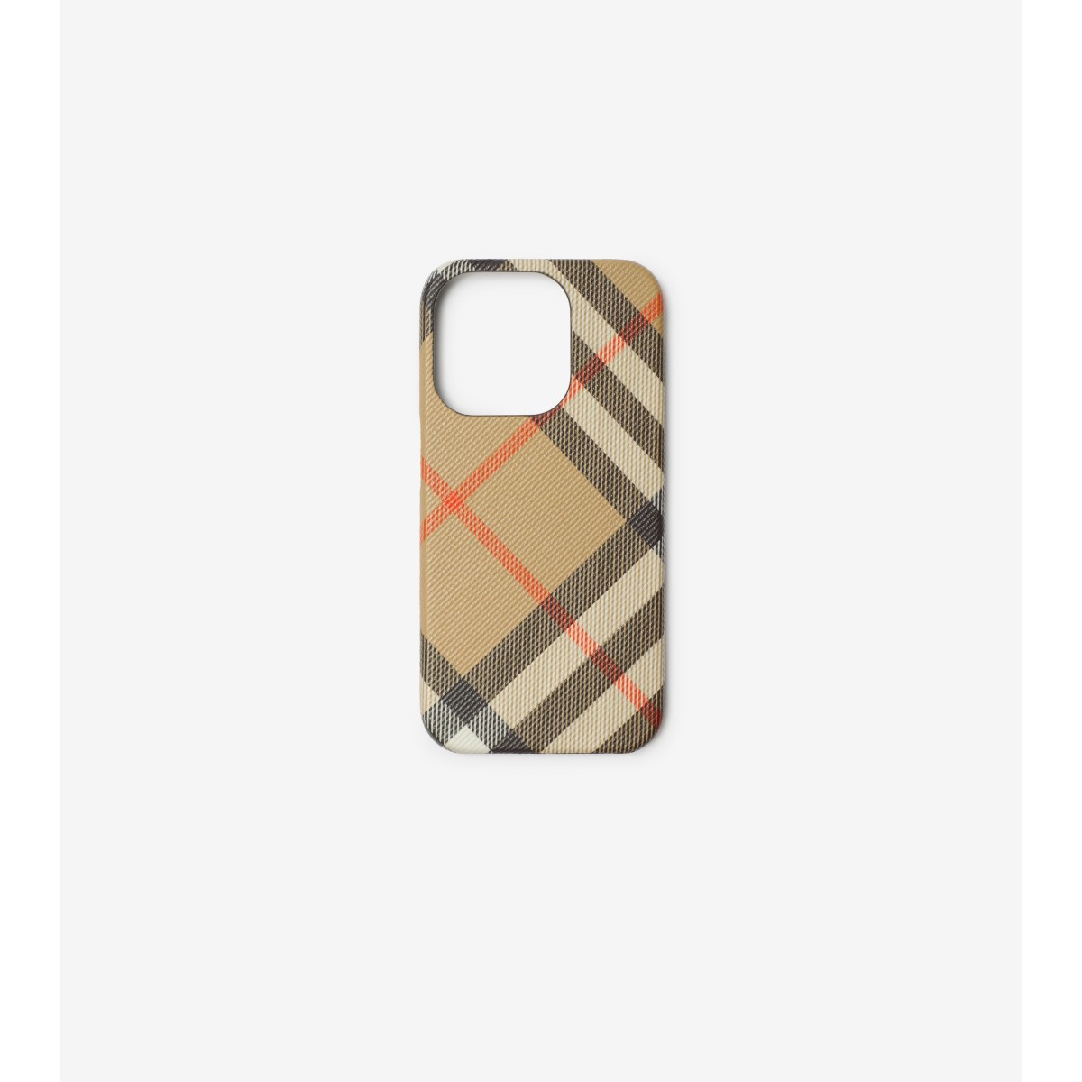 Burberry Check Iphone 15 Pro Case In Sand