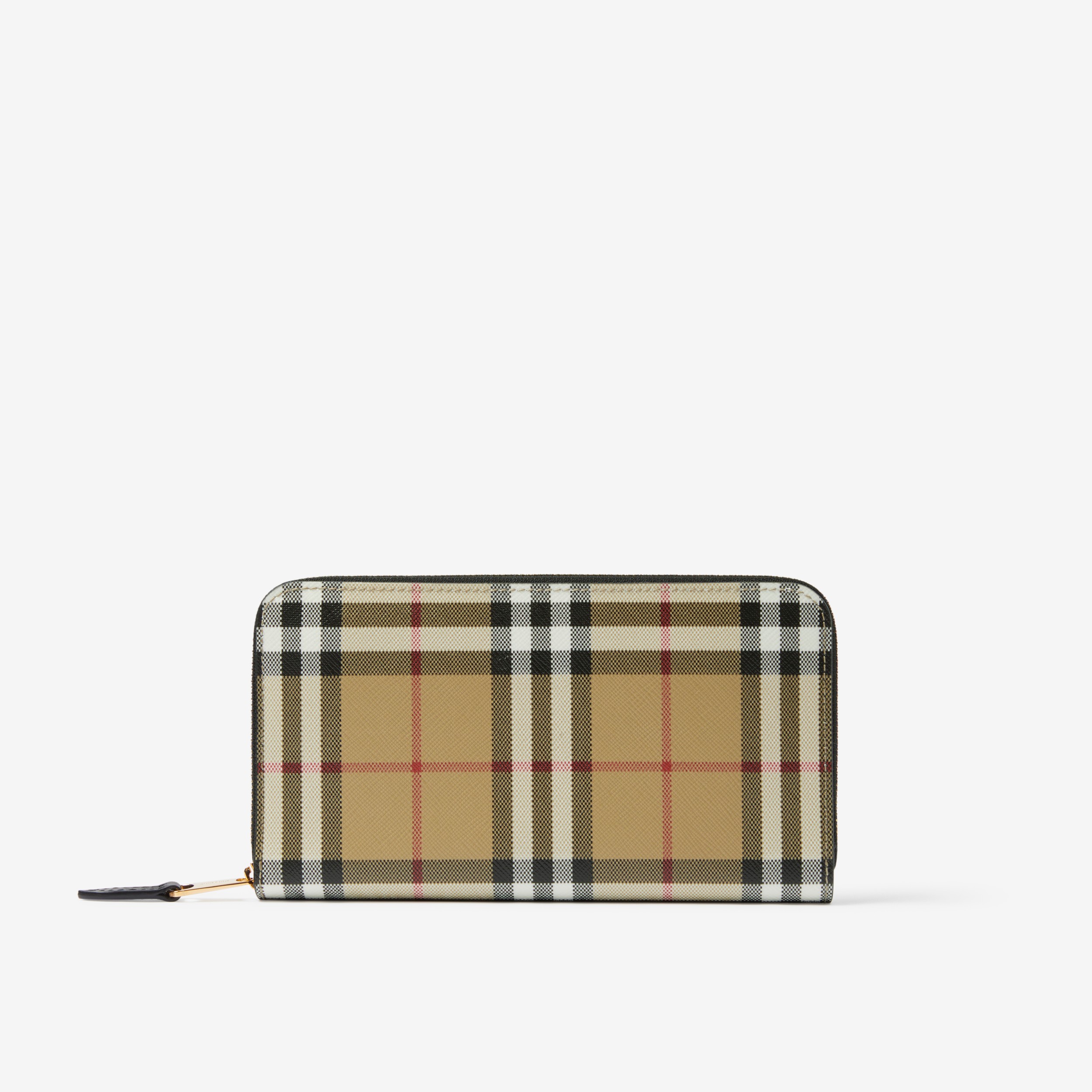Vintage Check and Leather Ziparound Wallet in Beige/black - Women | Burberry®  Official