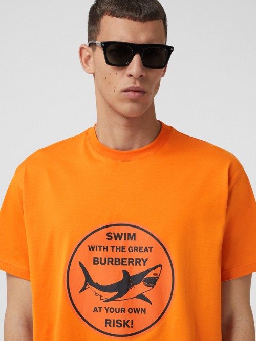 BURBERRY Cottons Shark Graphic Cotton Oversized T-shirt