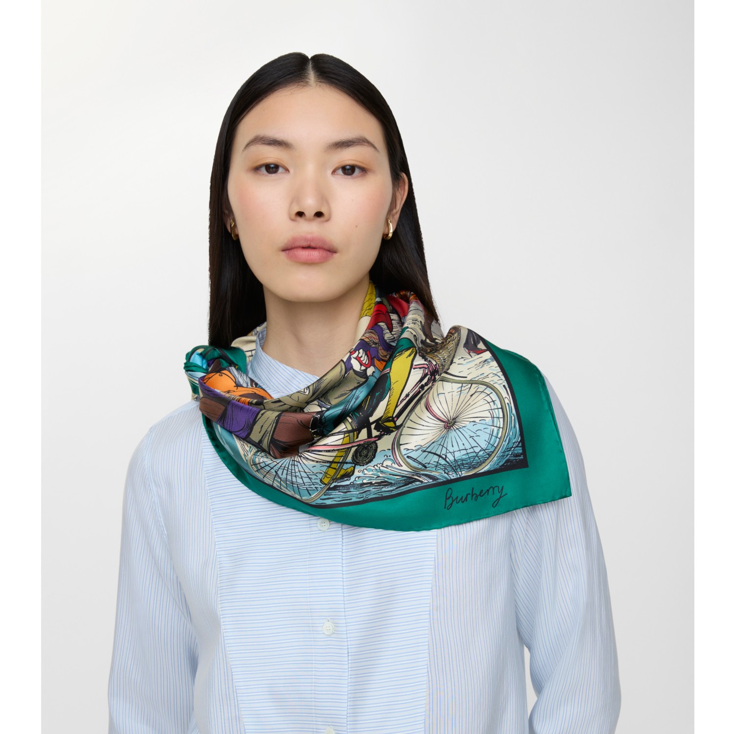 Raining Cats and Dogs​ Silk Scarf in Kew green | Burberry® Official