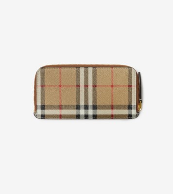 Large Check Zip Card Case in Archive beige - Women | Burberry 