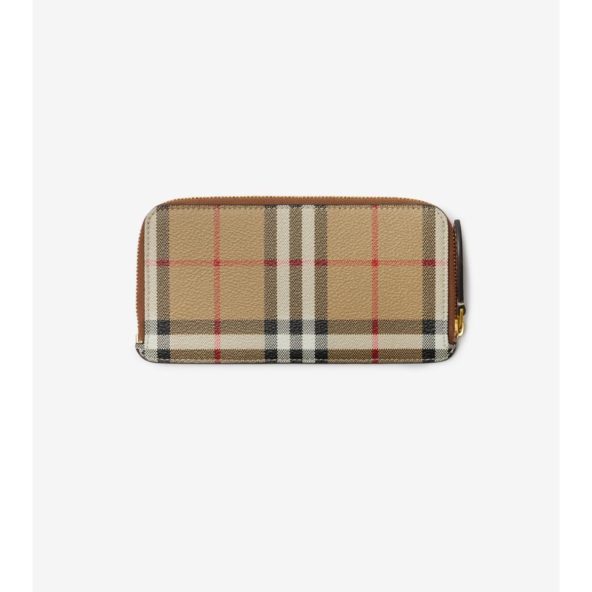 Burberry Check Zip Card Case In Archive Beige