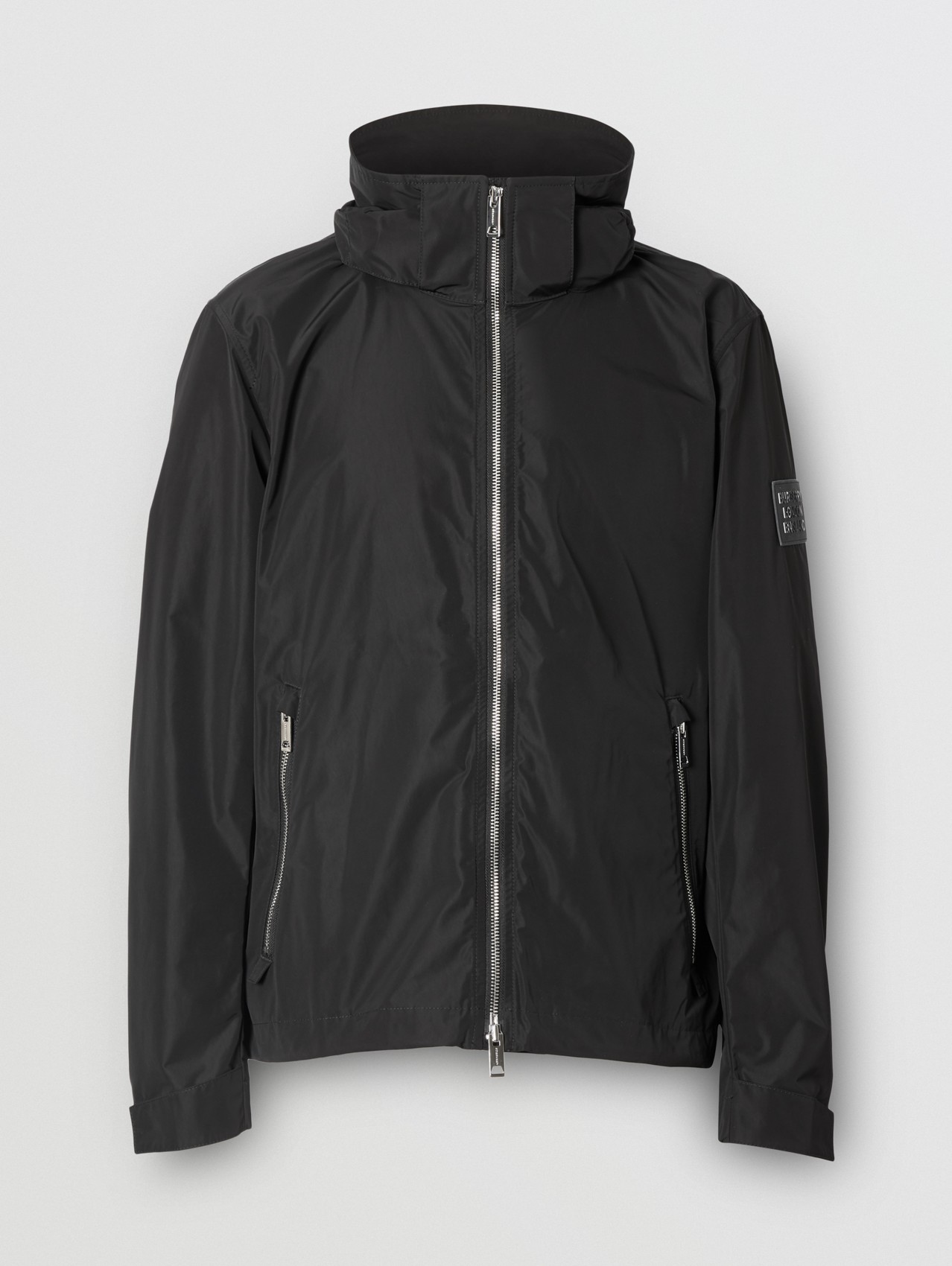 Packaway Hood Shape-memory Taffeta Jacket in Black