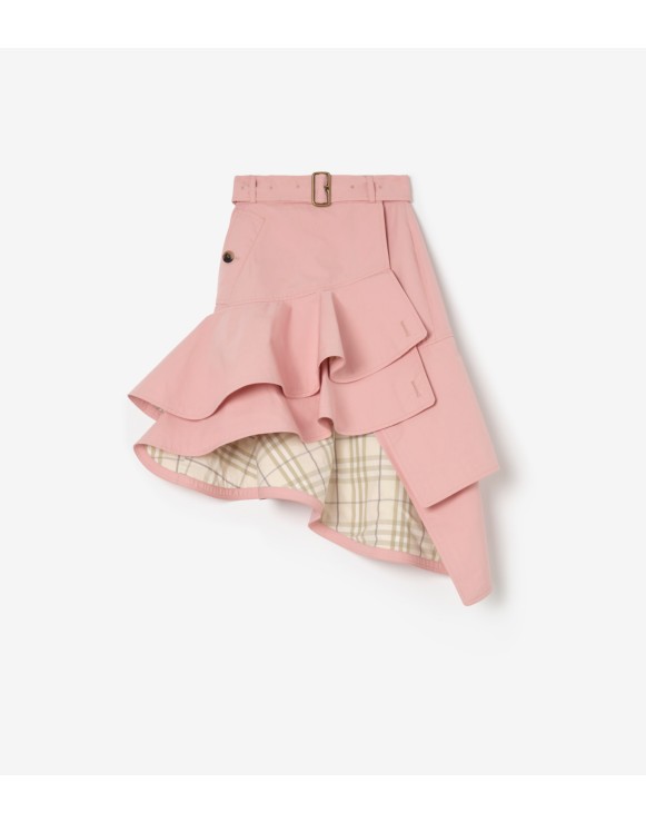 Ruffled Gabardine Trench Skirt