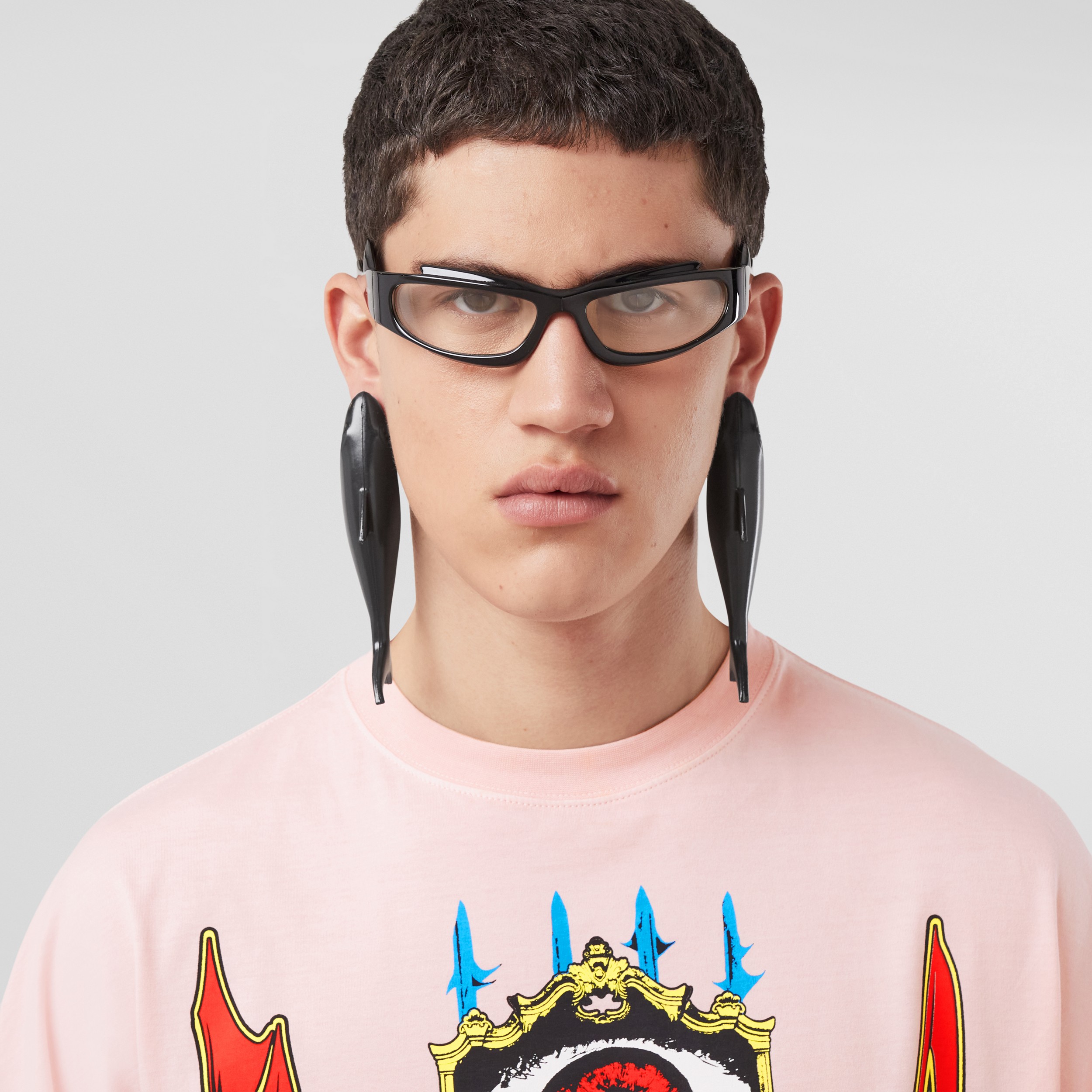 Camiseta extragrande en algodón con estampado de eslogan (Sorbete Rosa) - Hombre | Burberry® oficial - 2