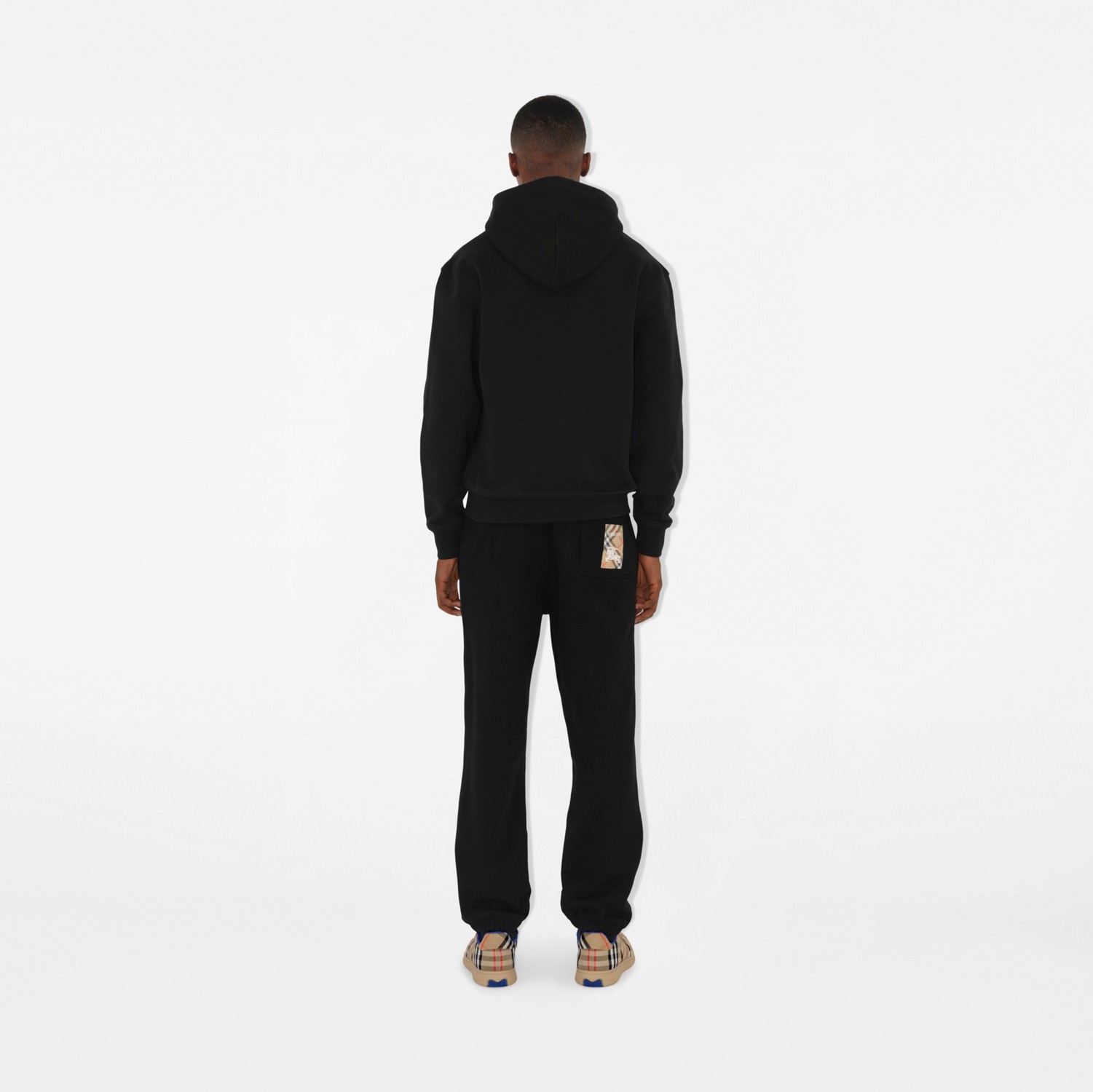 Check Label Cotton Zip Hoodie in Black - Men | Burberry Check Label Cotton Zip Hoodie in Black - Men | Burberry