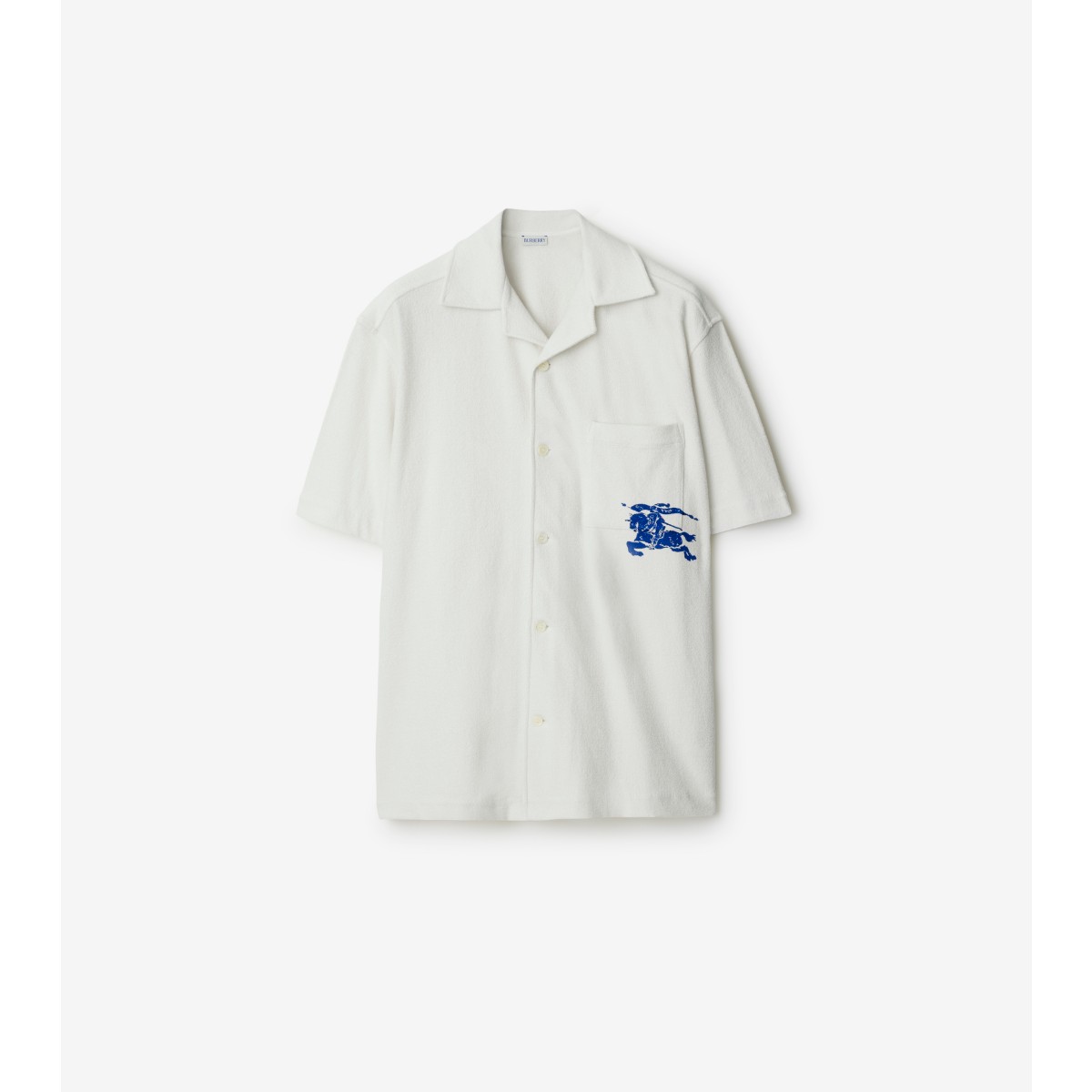 Shop Burberry Cotton Towelling Shirt In Salt