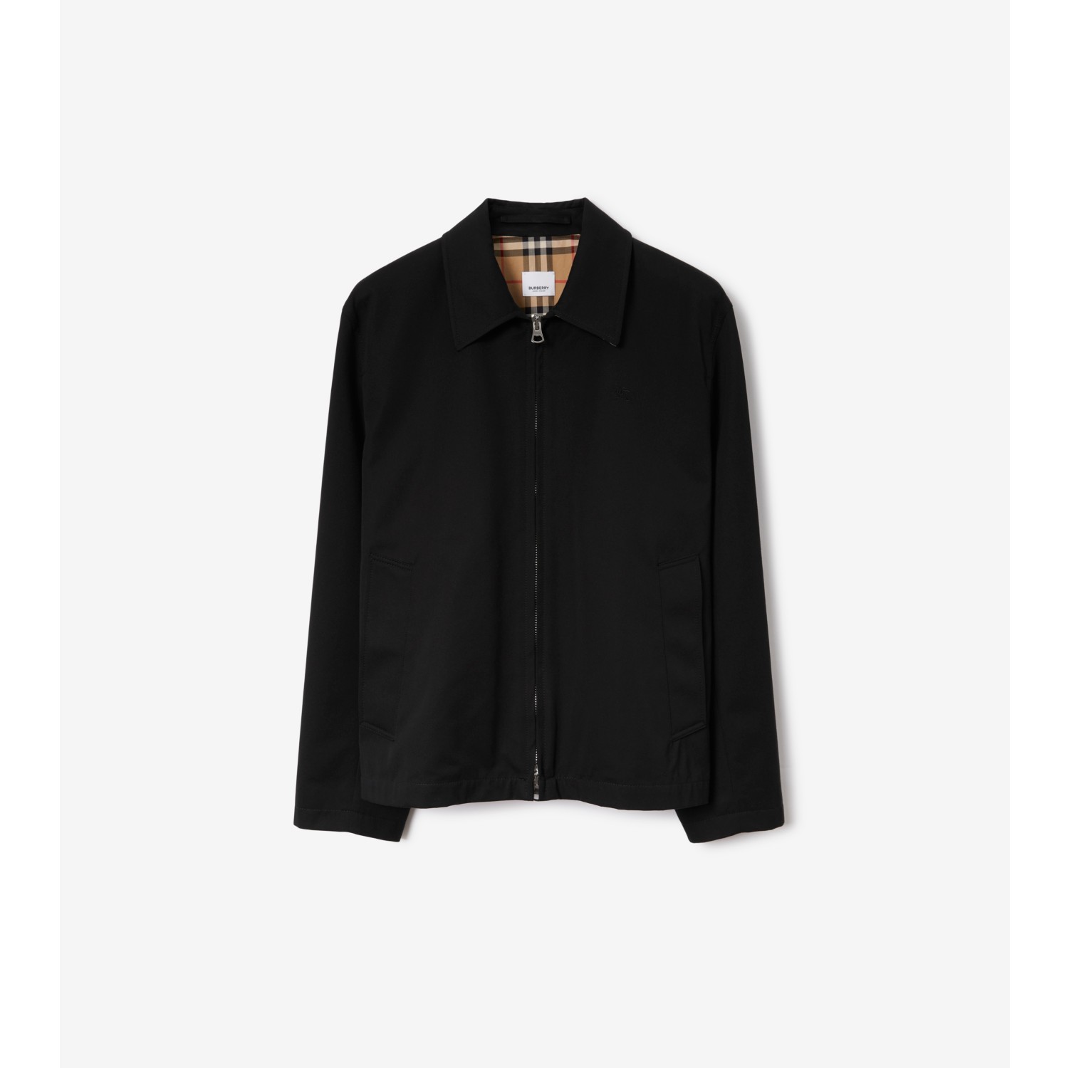 Gabardine Harrington Jacket in Black Men Cotton Burberry Official