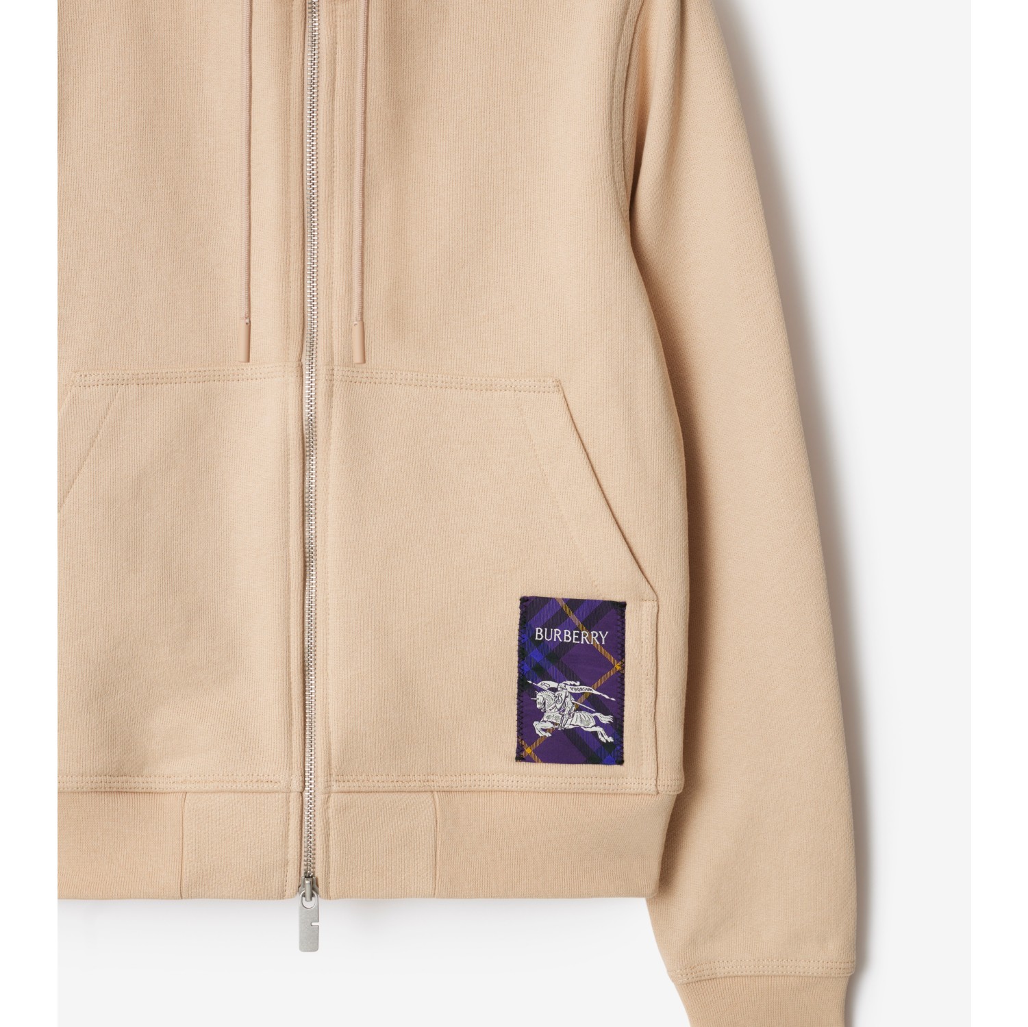Check Label Cotton Zip Hoodie in Teacup - Women | Burberry® Official
