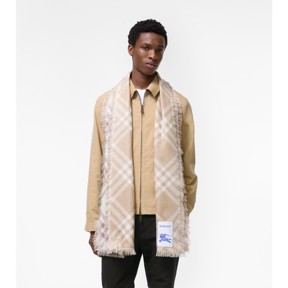  Check Gradient Wool Silk Scarf