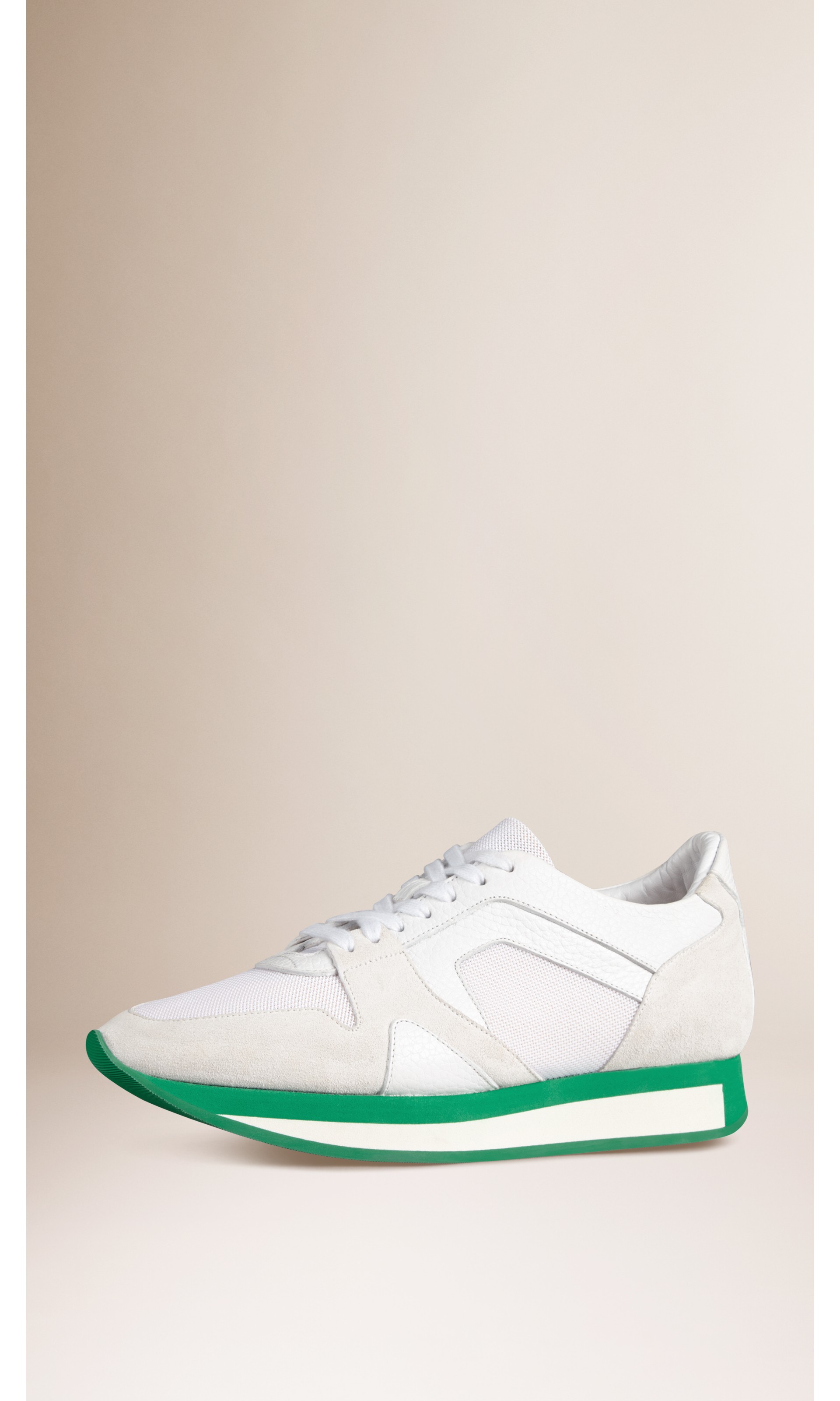 The Field Sneaker in Suede and Leather in White/bettle Green - Women ...