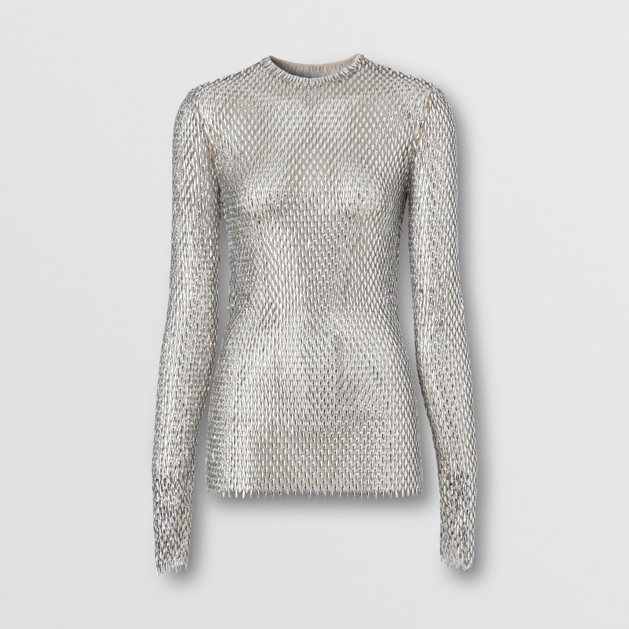 Metallic Crystal-embellished Mesh Top in Clear - Women | Burberry® Official