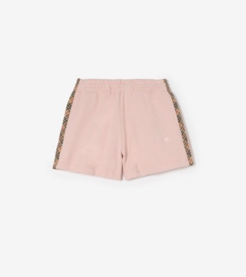 Check Trim Cotton Shorts in Bouquet pink - Women | Burberry® Official