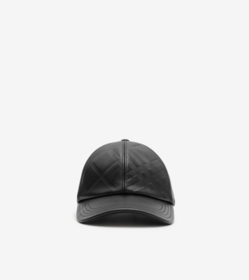 Embossed Check Leather Baseball Cap ®