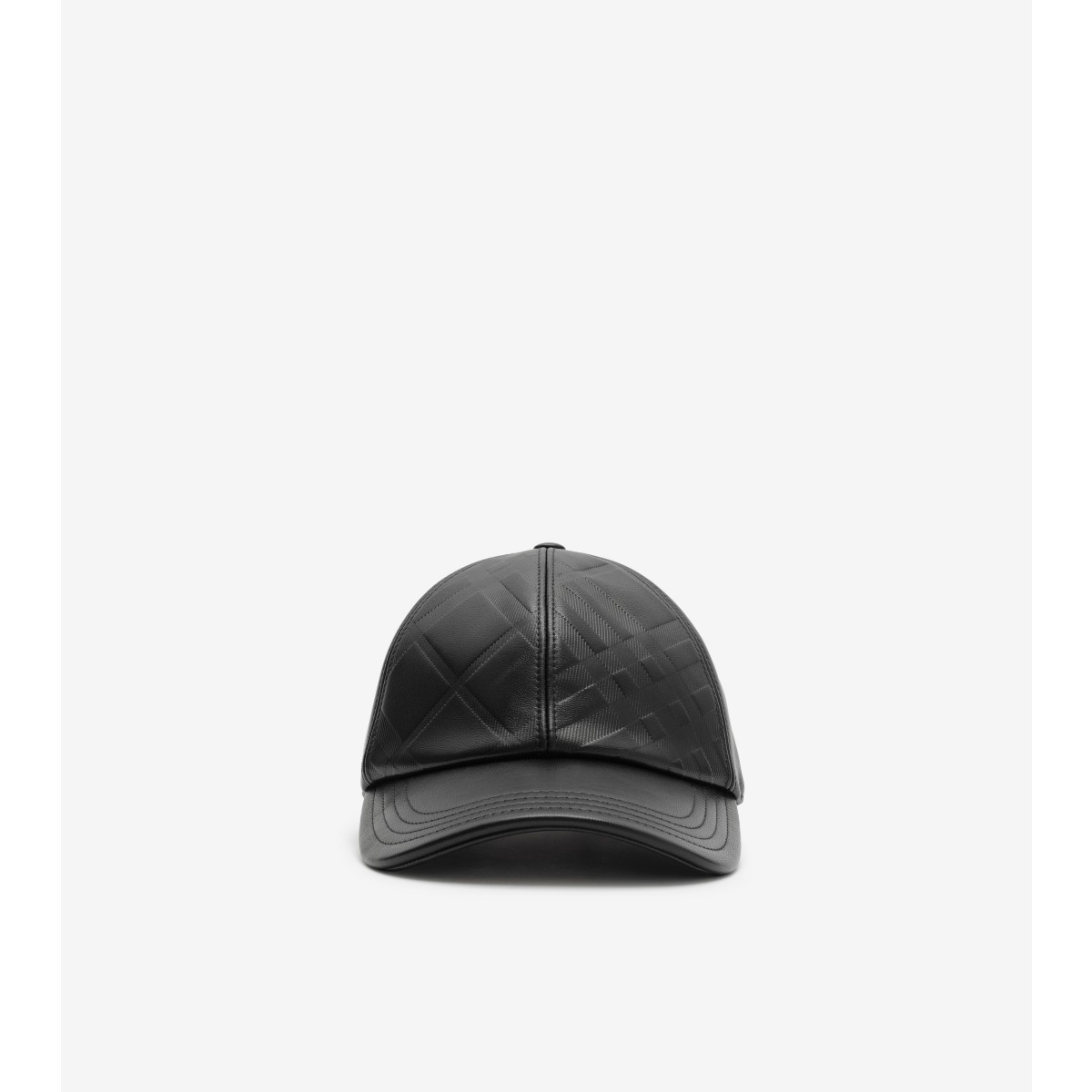  Check Embossed Leather Baseball Cap