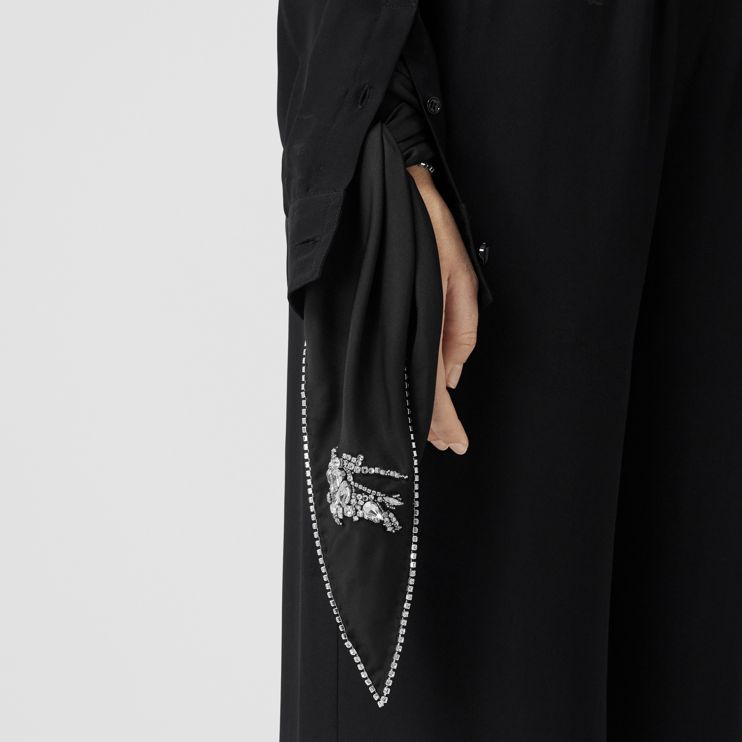 人造水晶马术骑士设计菱形丝巾 (黑色) | Burberry® 博柏利官网 - 3