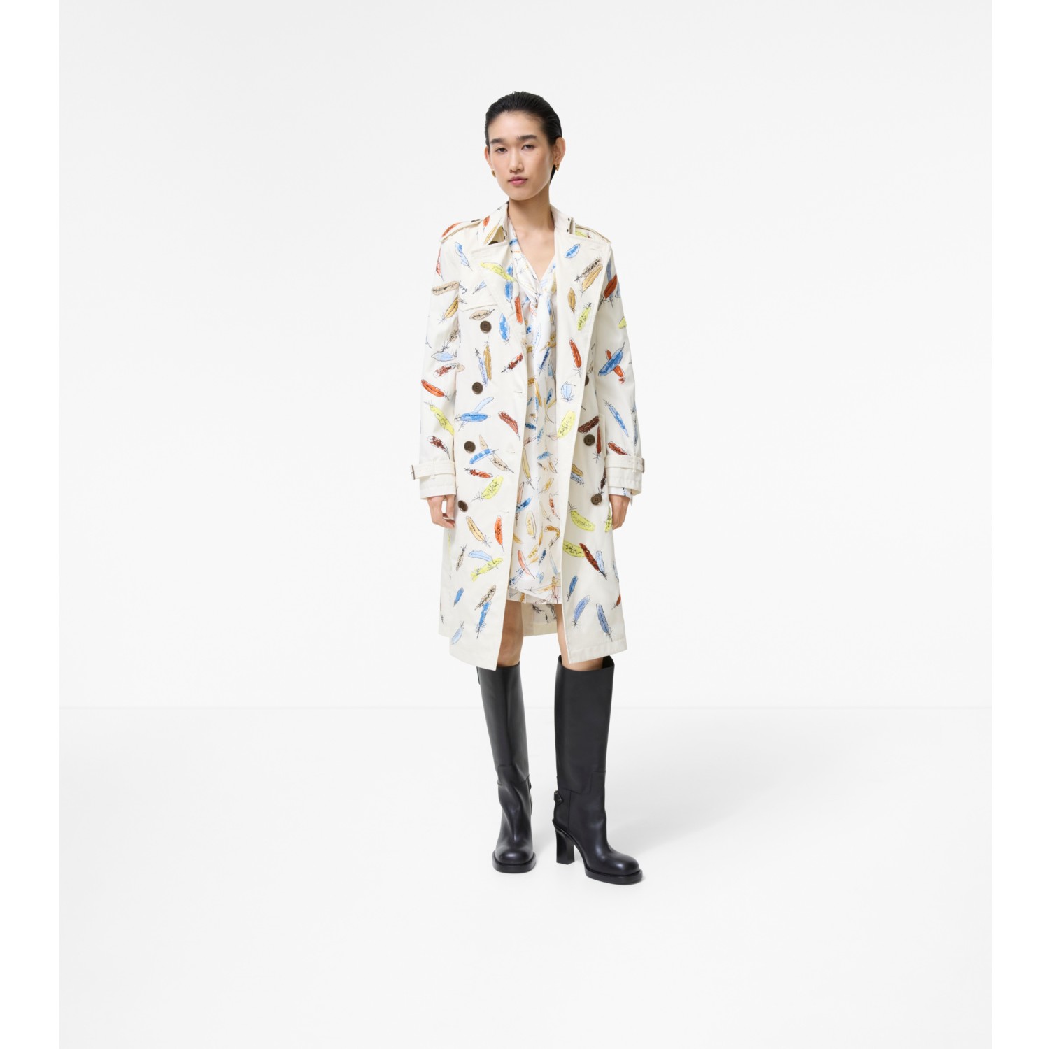 Long Embroidered Tropical Gabardine Foxfield Trench Coat