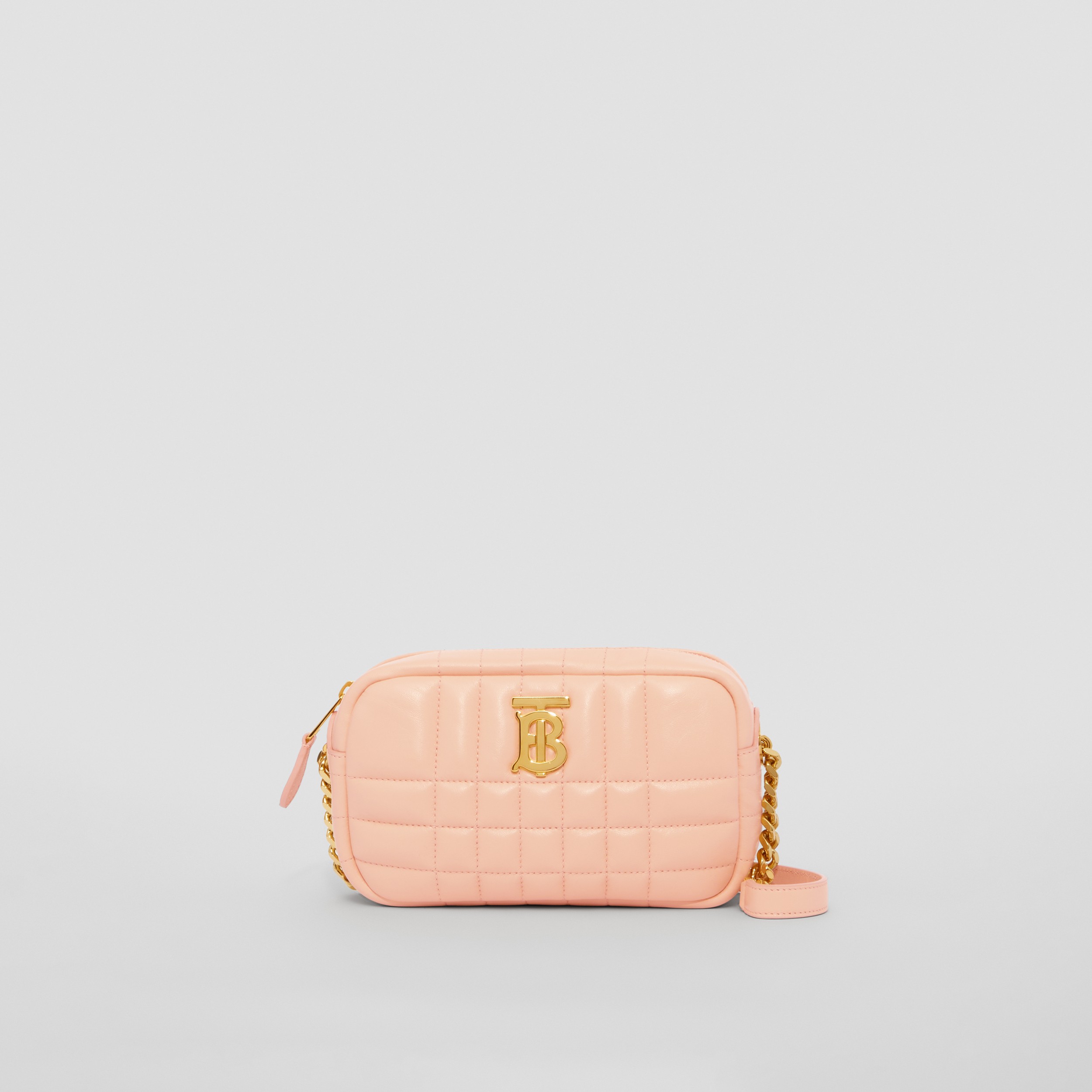 Quilted Leather Mini Lola Camera Bag in Peach Pink - Women | Burberry® Official - 1