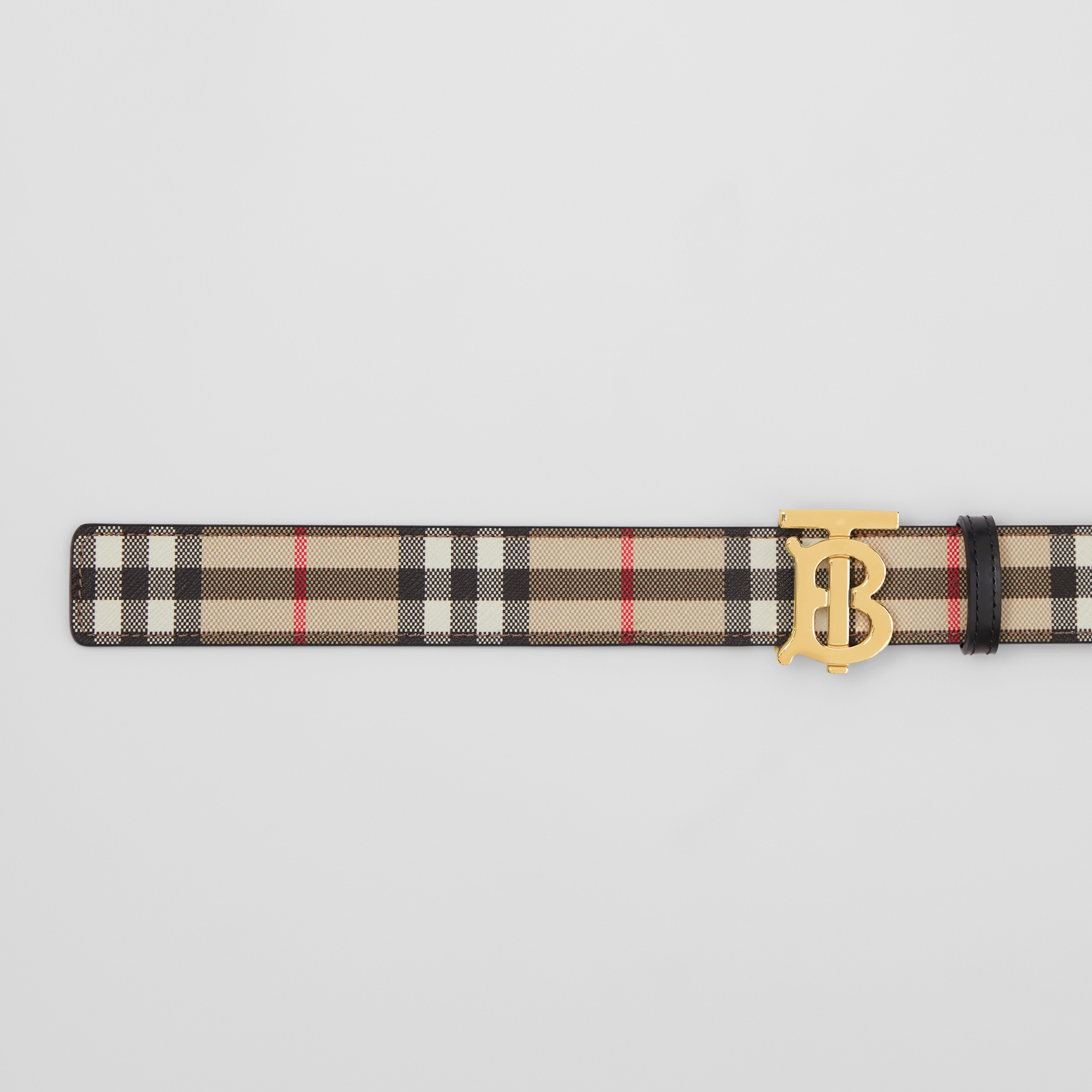 Wendbarer Gürtel mit Vintage Check-Muster und Monogrammmotiv an der Schnalle (Beige/schwarz/goldfarben) | Burberry® - 2