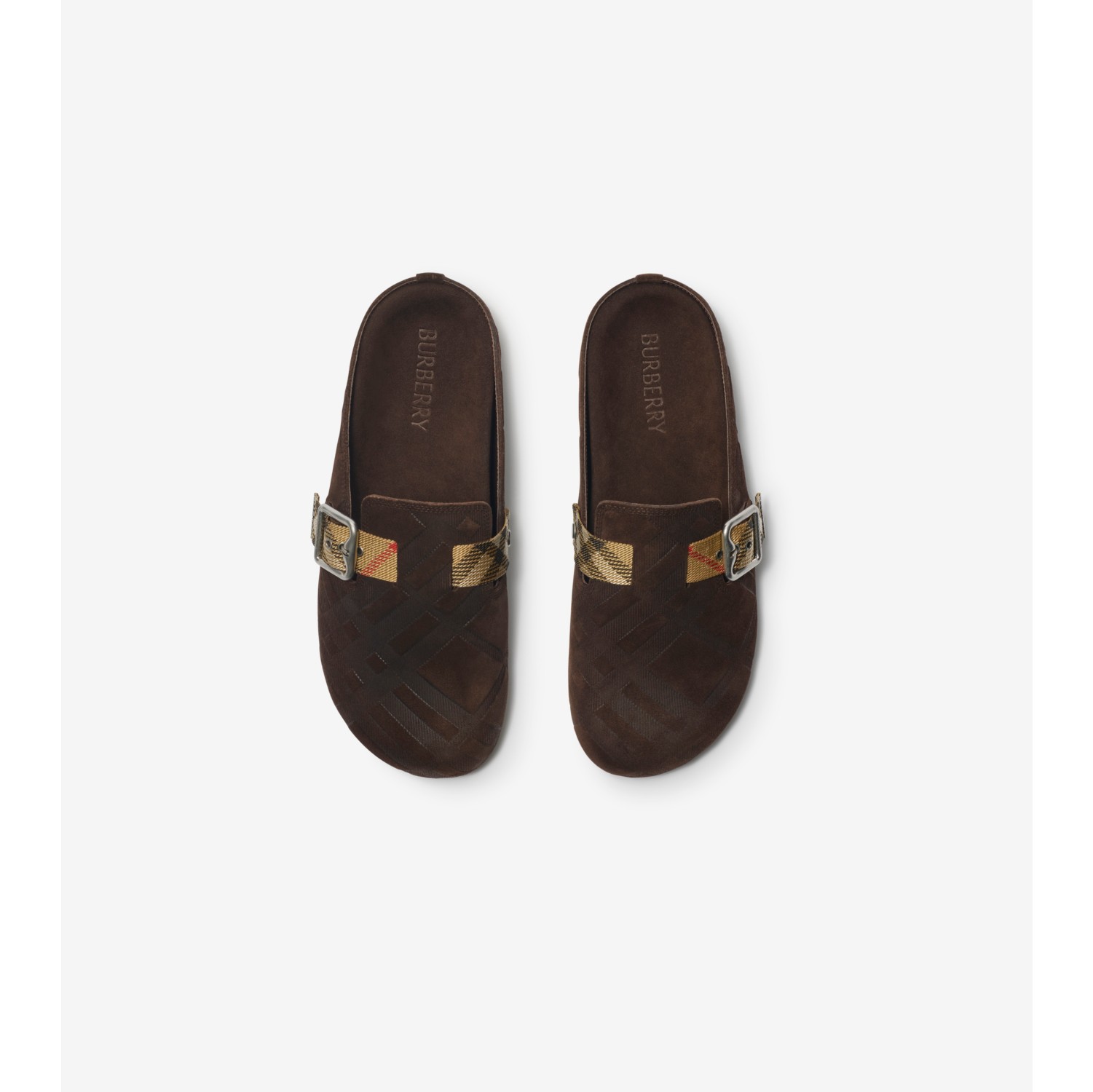 Check Suede Urchin Clogs in Snug brown - Women | Burberry® Official