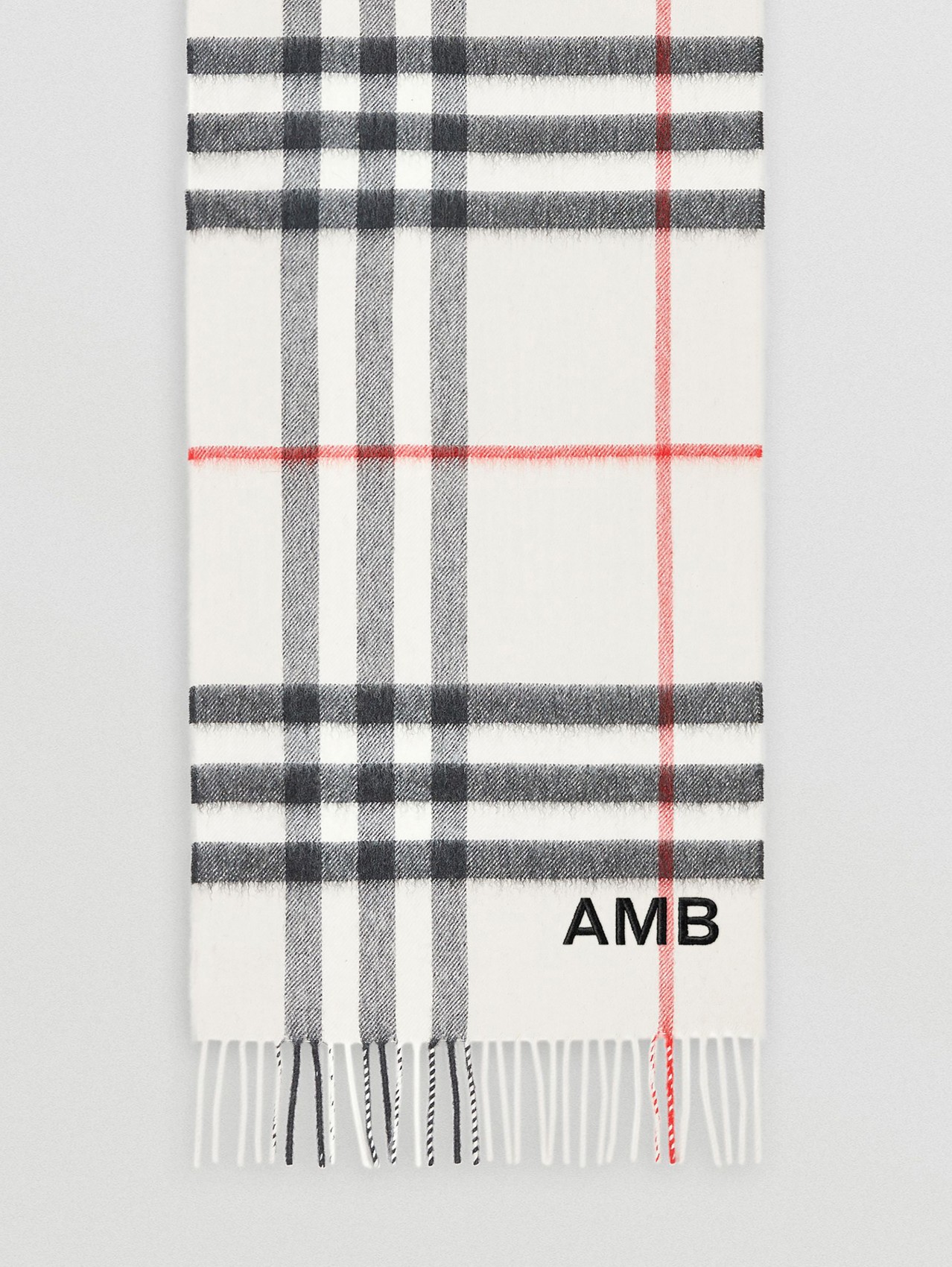 The Classic Check Cashmere Scarf in Stone