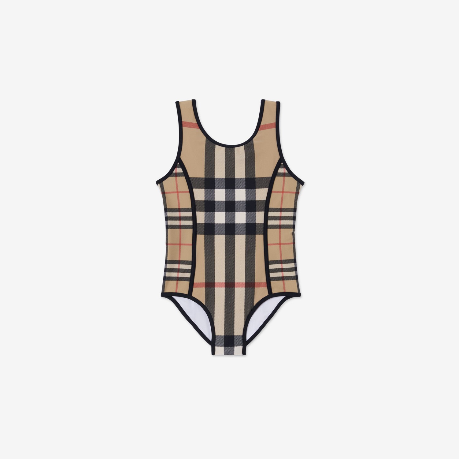 Contrast Check Stretch Nylon Swimsuit