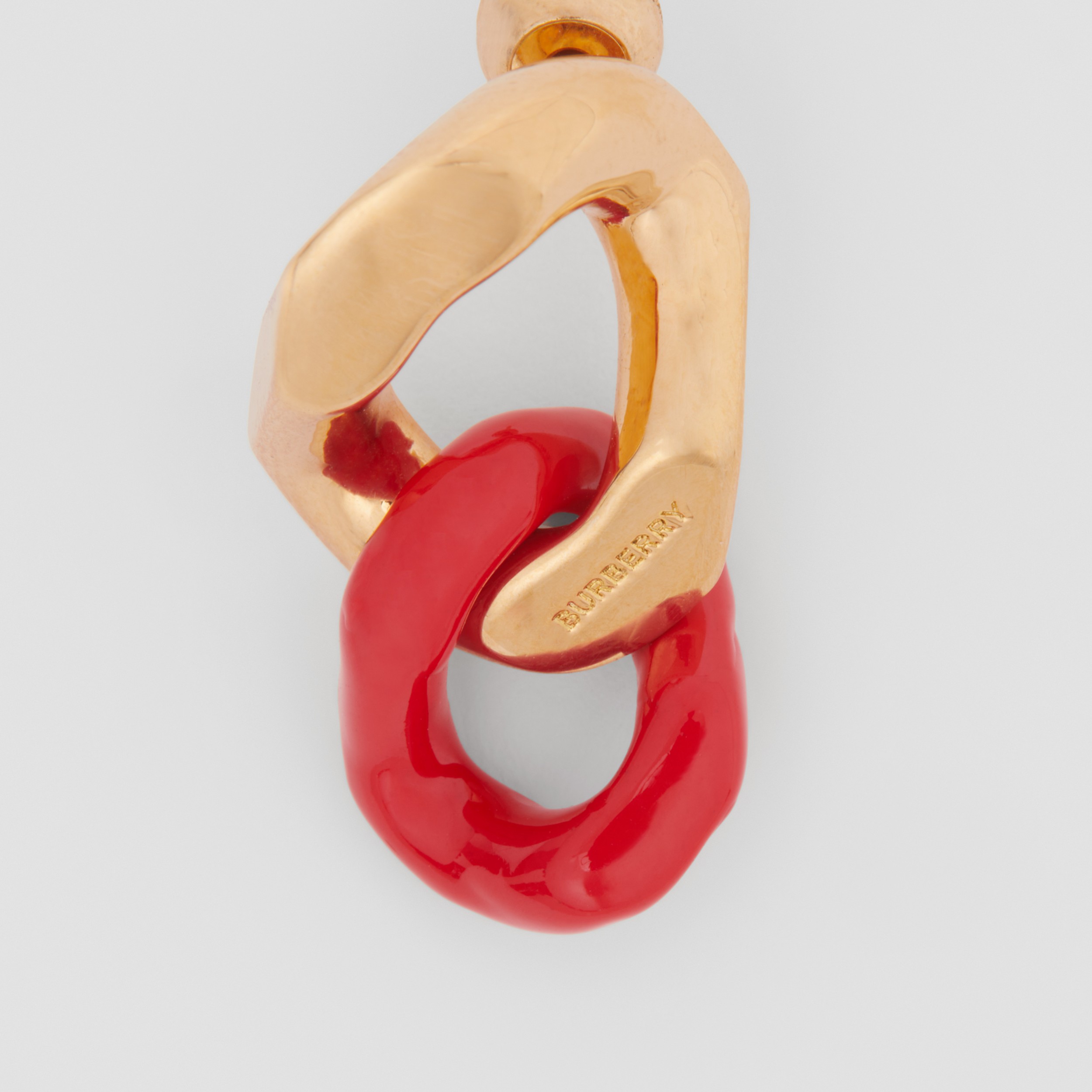 珐琅拼镀金链环耳环 (浅金色 / 红色) - 女士 | Burberry® 博柏利官网 - 2