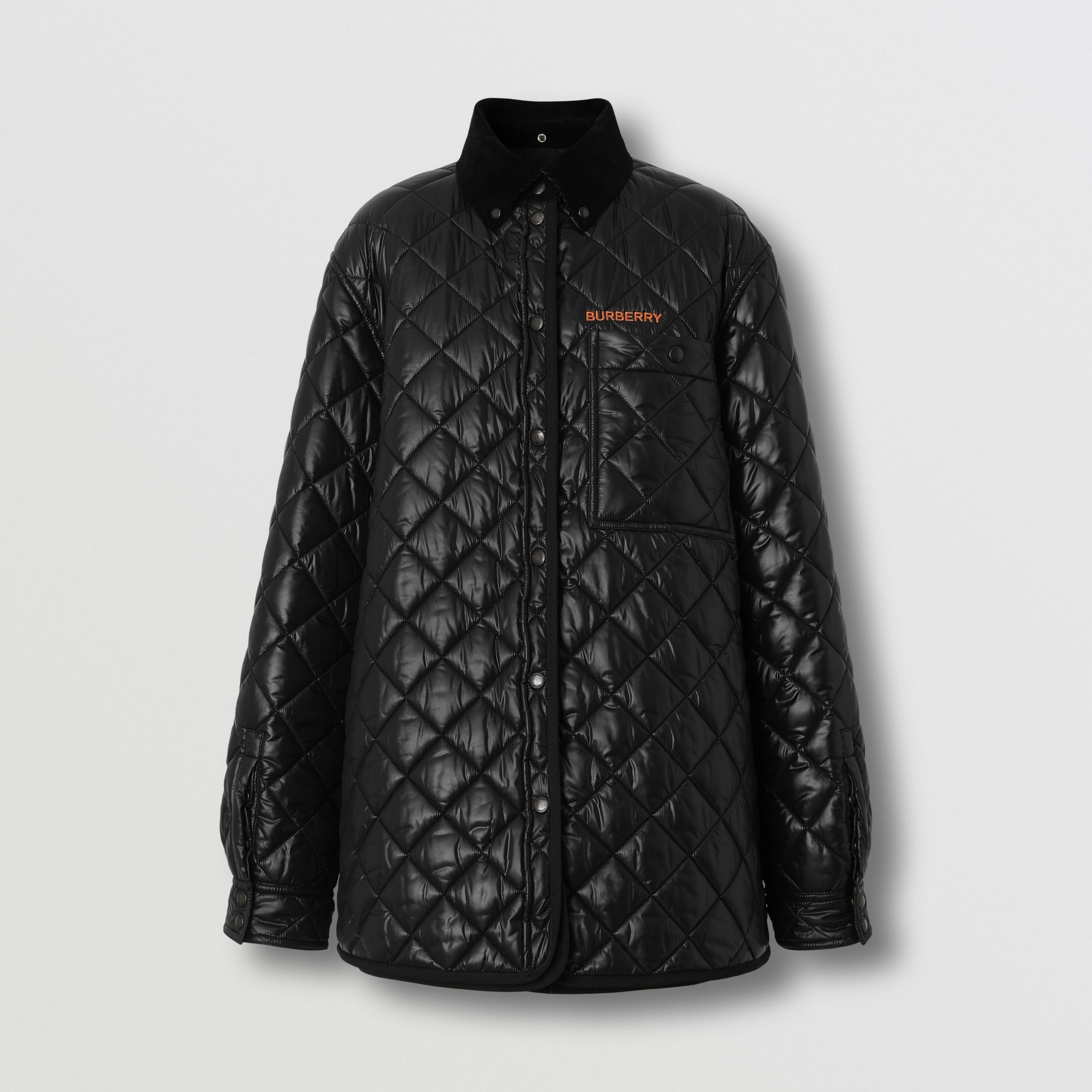 Corduroy Collar Diamond Quilted Jacket in Black - Women | Burberry® Official - 1