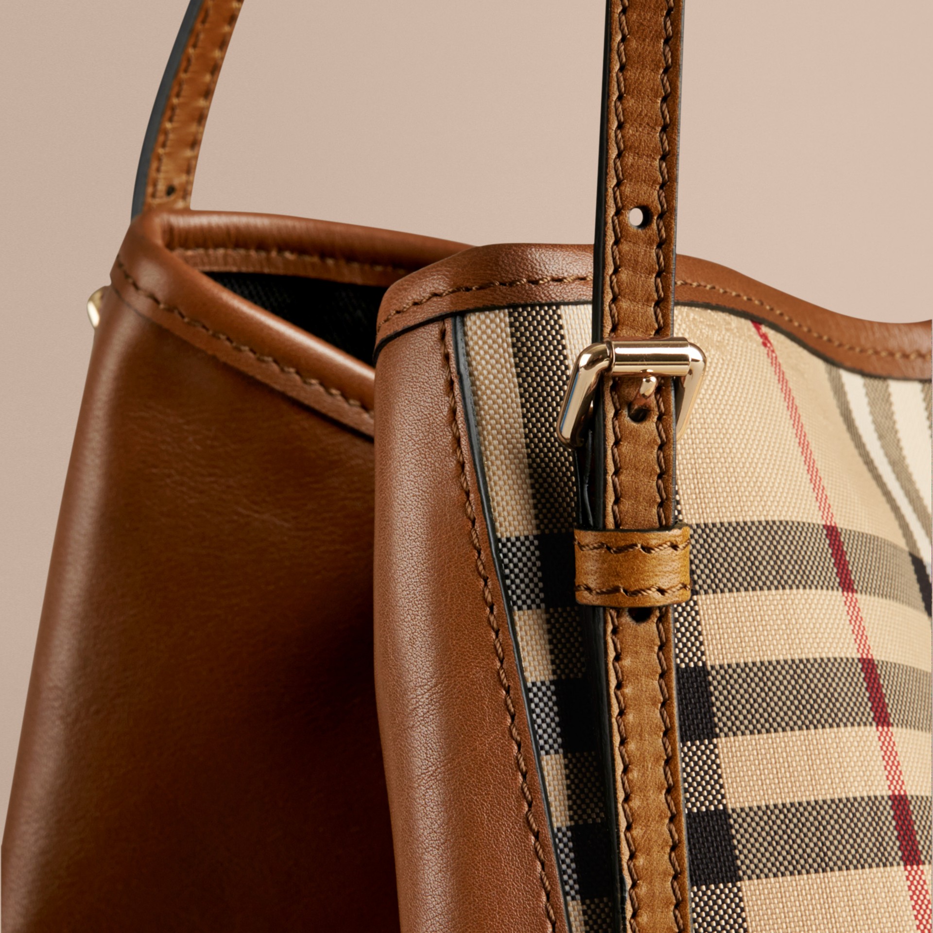 The Small Canter in Horseferry Check and Leather Honey/tan | Burberry