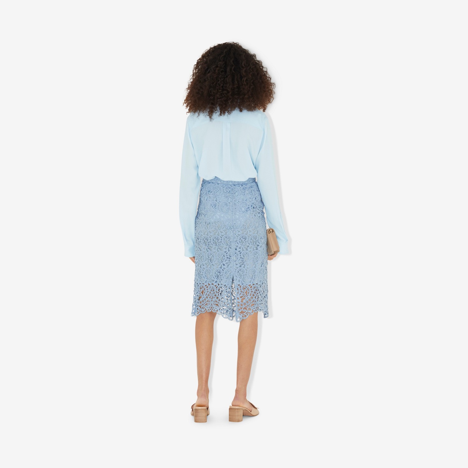 Macramé Lace Pencil Skirt in Pale Blue - Women | Burberry® Official