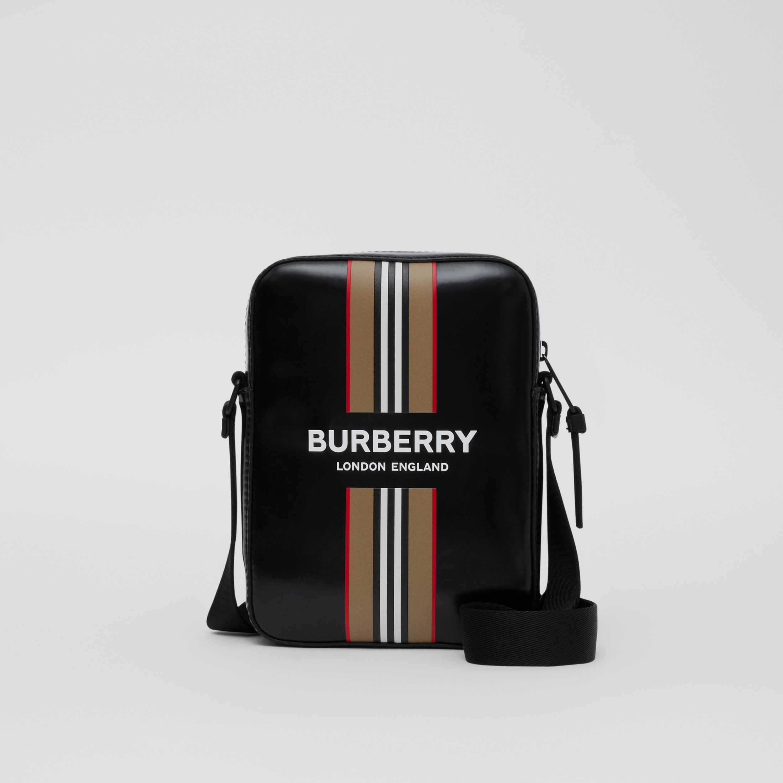 Logo and Icon Stripe Print Crossbody Bag in Black - Men | Burberry ...