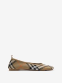 Check Knit Baby Ballerinas in colour Sand
