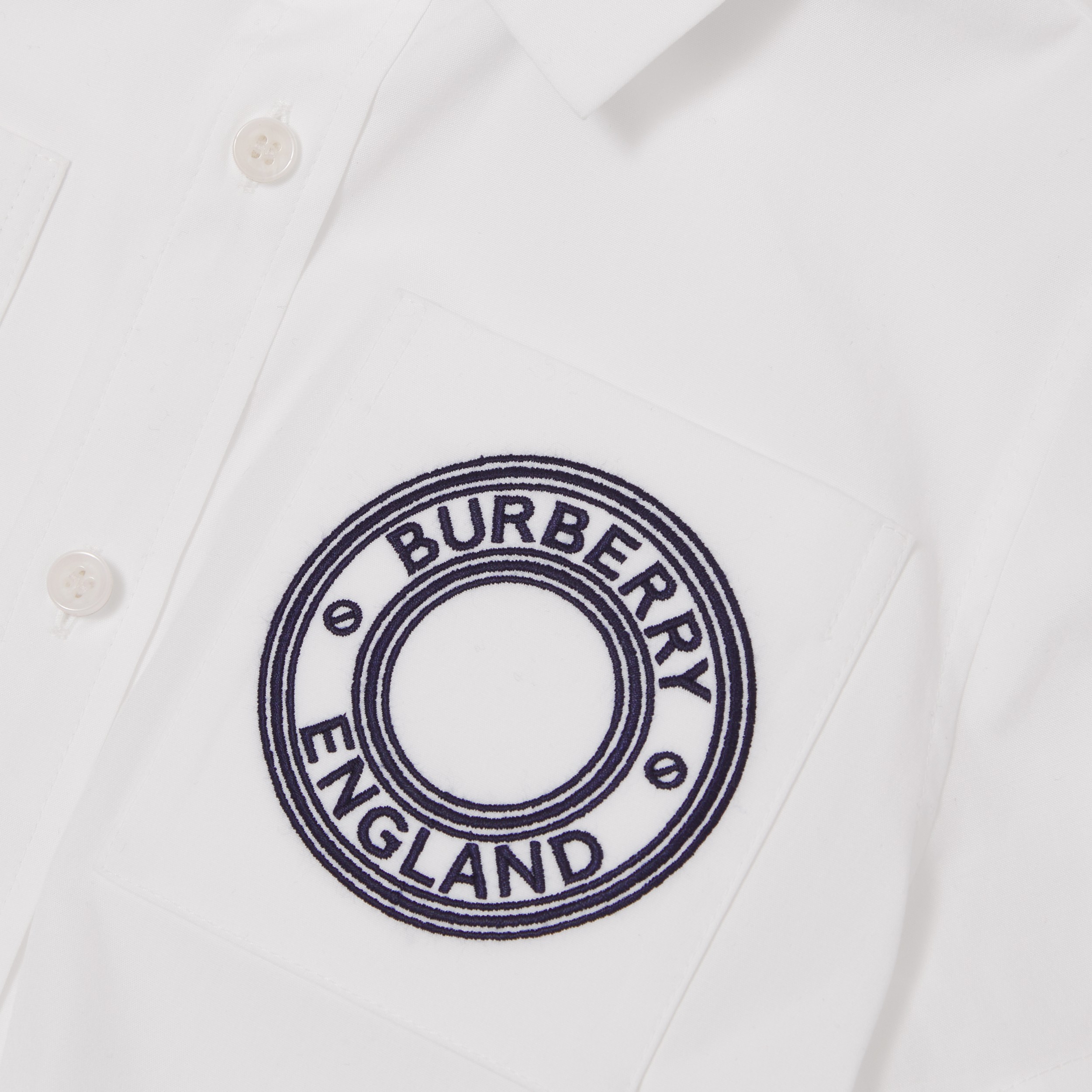 Camisa de mangas curtas em algodão stretch com logotipo gráfico (Branco) | Burberry® oficial - 2