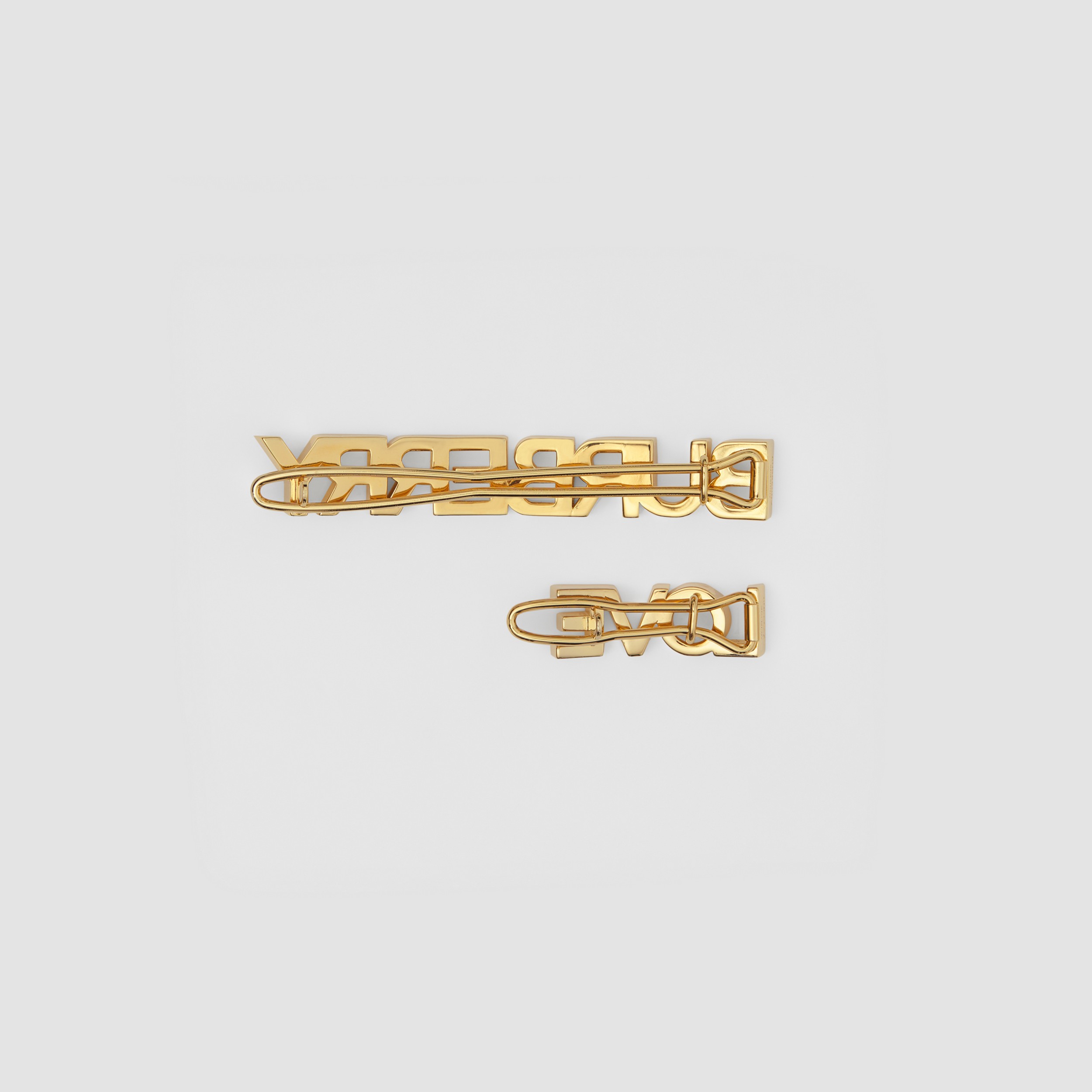 Gold-plated Logo and Love Hair Clips in Light - Women | Burberry® Official - 4