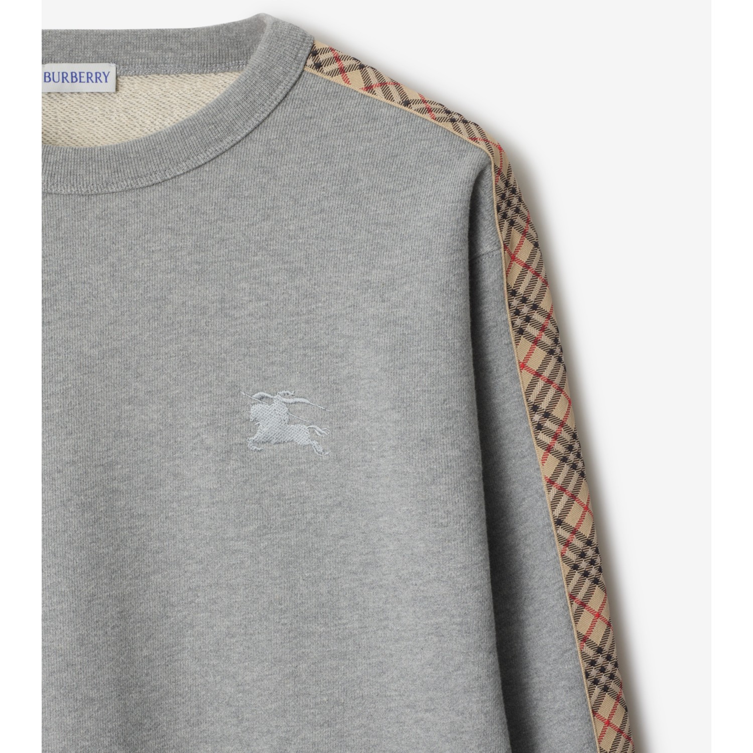 Check Trim Cotton Sweatshirt - thumbnail 4