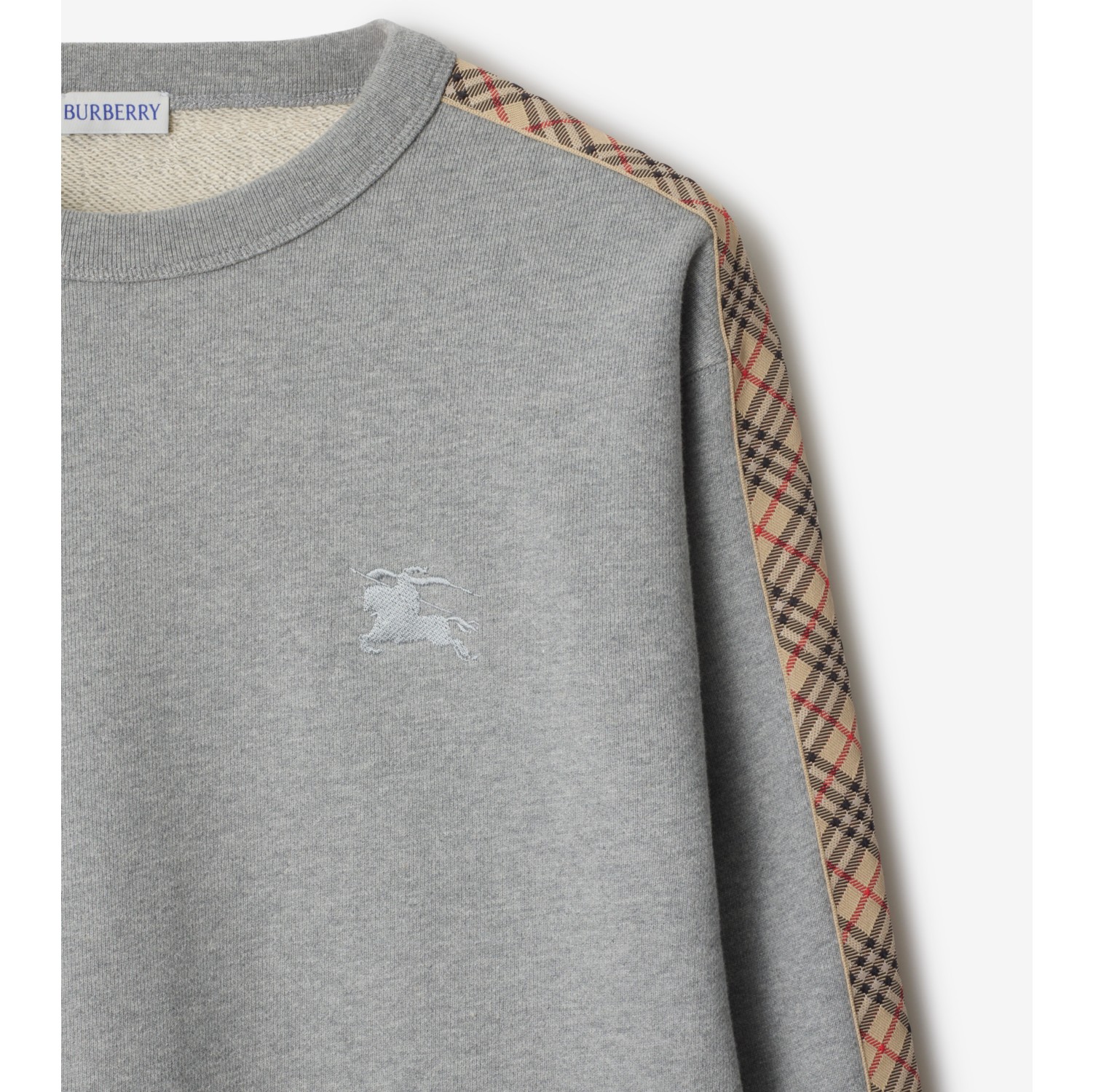 Check Trim Cotton Sweatshirt