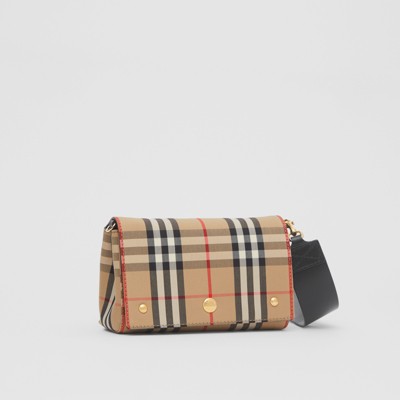 burberry small vintage check and leather crossbody bolsa