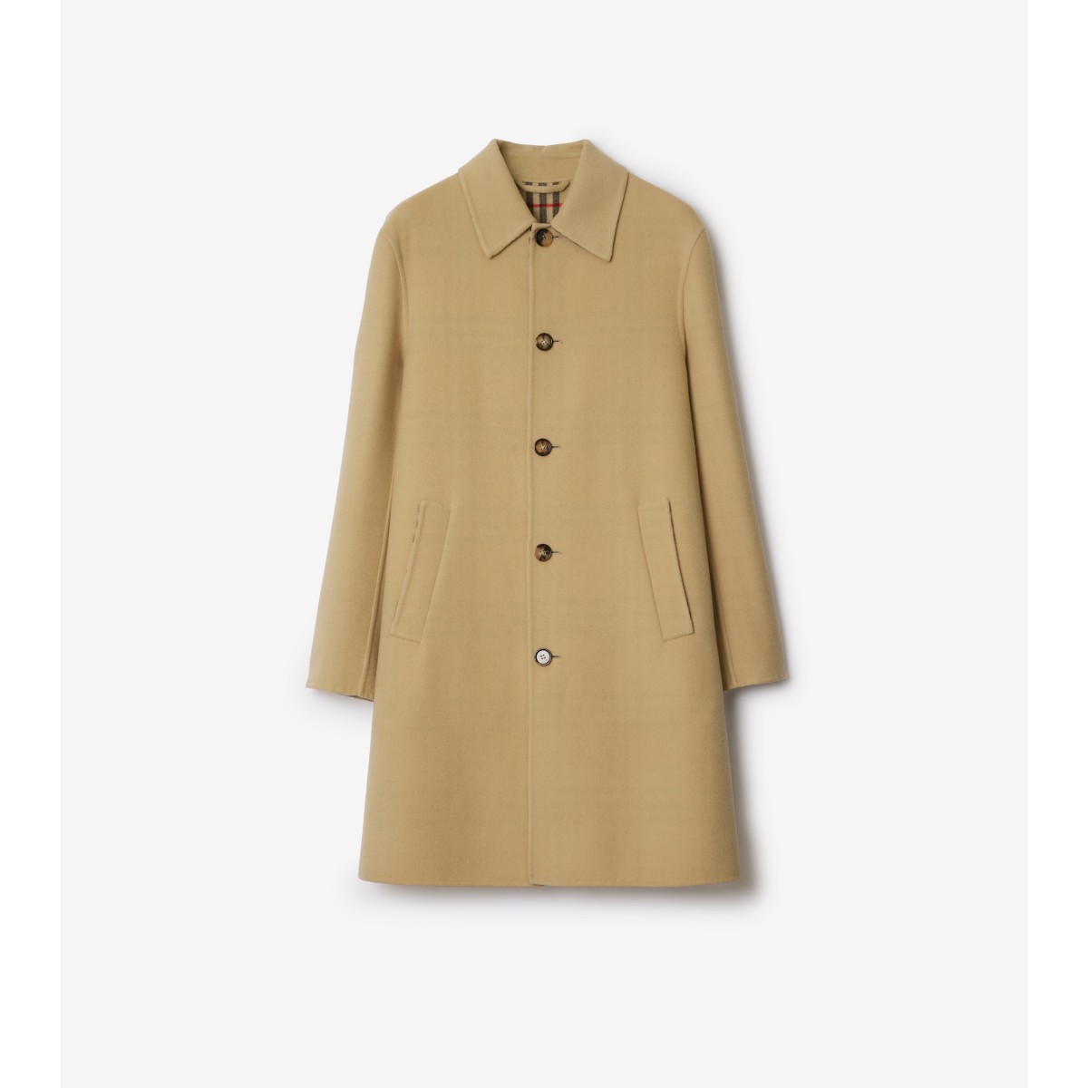  Check Mid-length Wool Car Coat