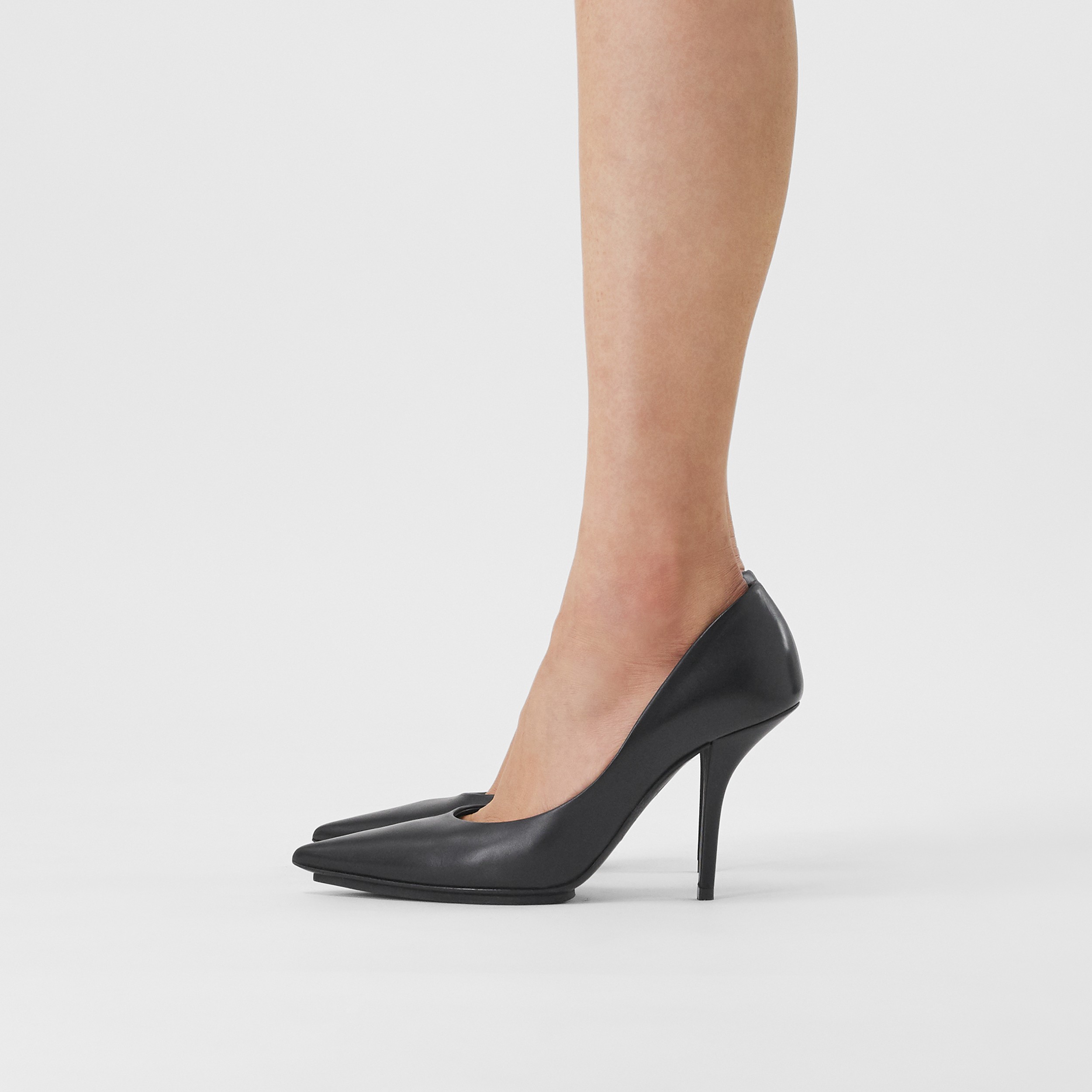 Eyelet Detail Leather Point-toe Pumps in Black - Women | Burberry® Official - 3