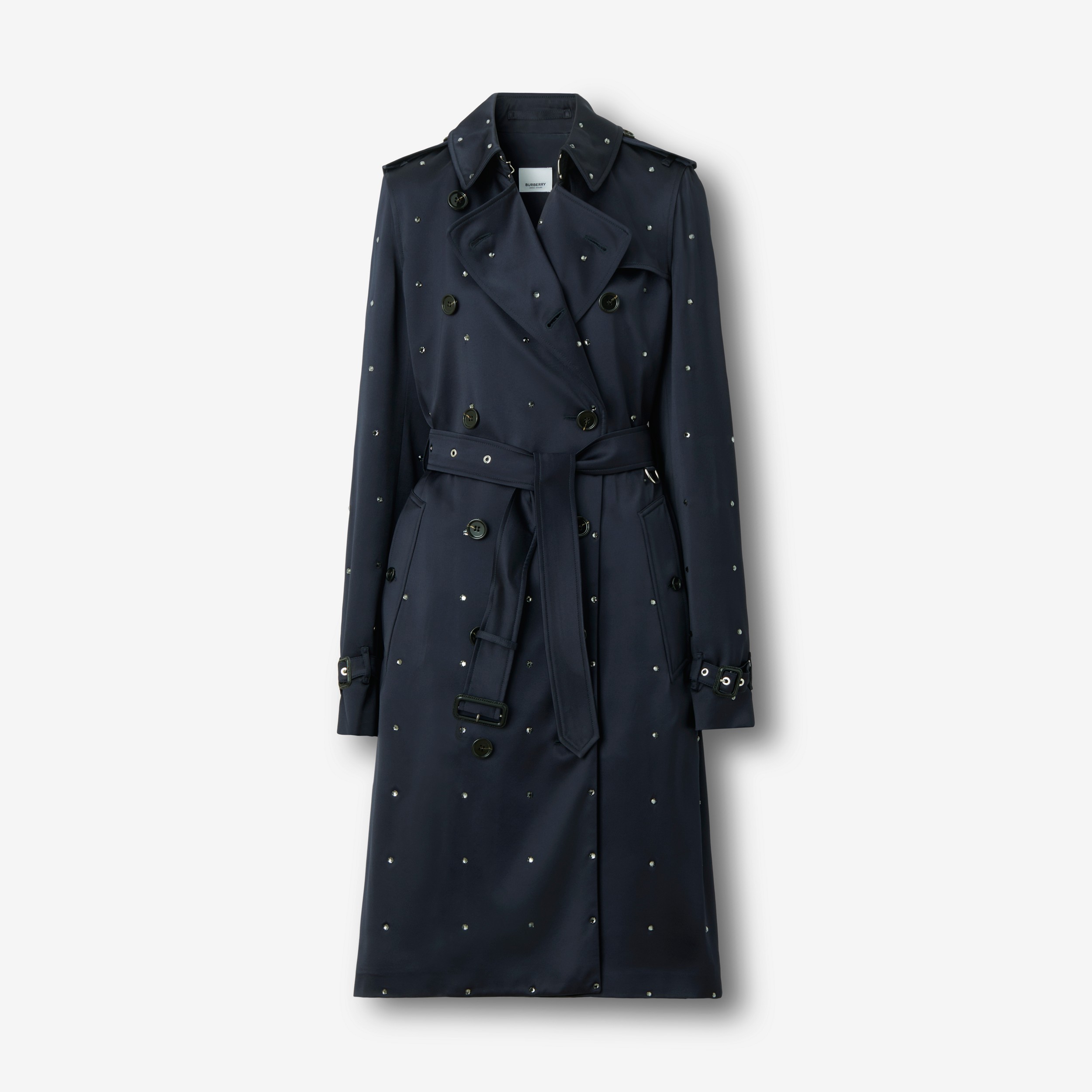 Crystal Detail Long Kensington Trench Coat – Exclusive Capsule Collection in Dark Charcoal Blue - Women | Burberry® Official - 1